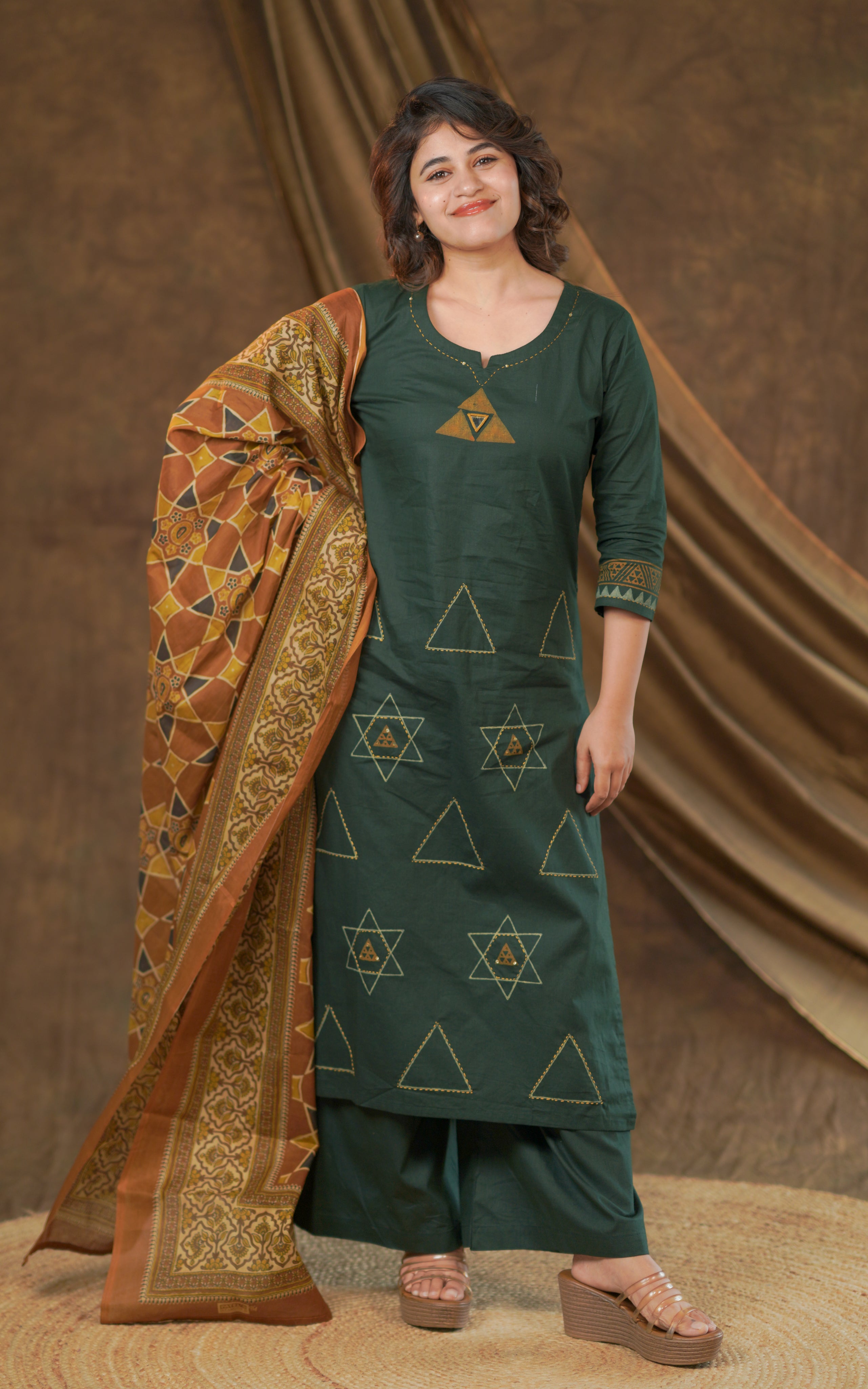 Jivika Handblock (Kurti+Pant+Dupatta)