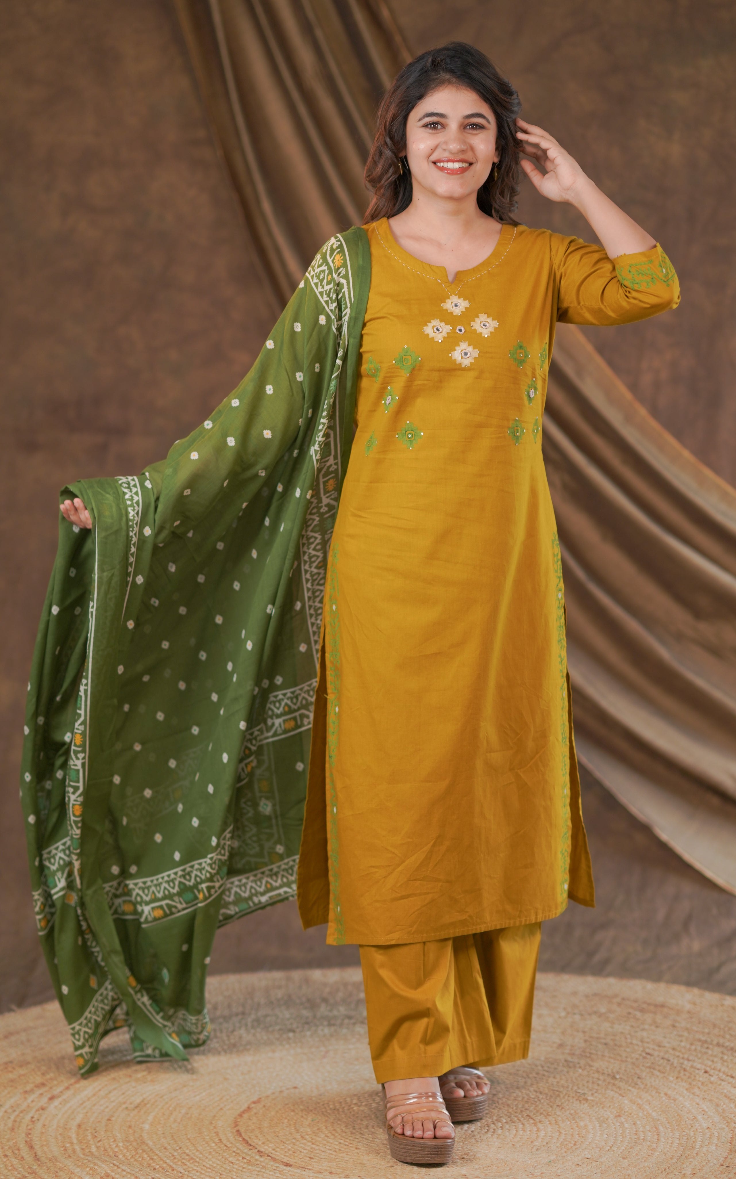 Rasvini Handblock (Kurti+Pant+Dupatta)