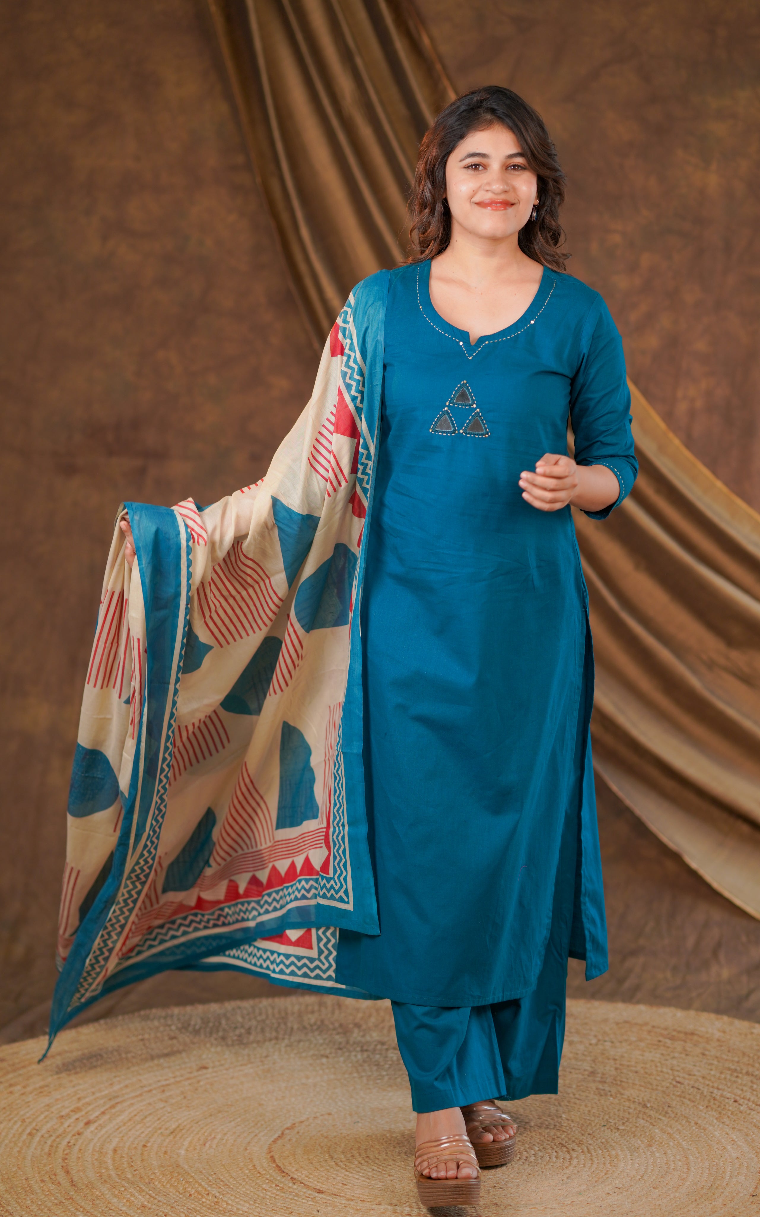 Yelira Handblock (Kurti+Pant+Dupatta)