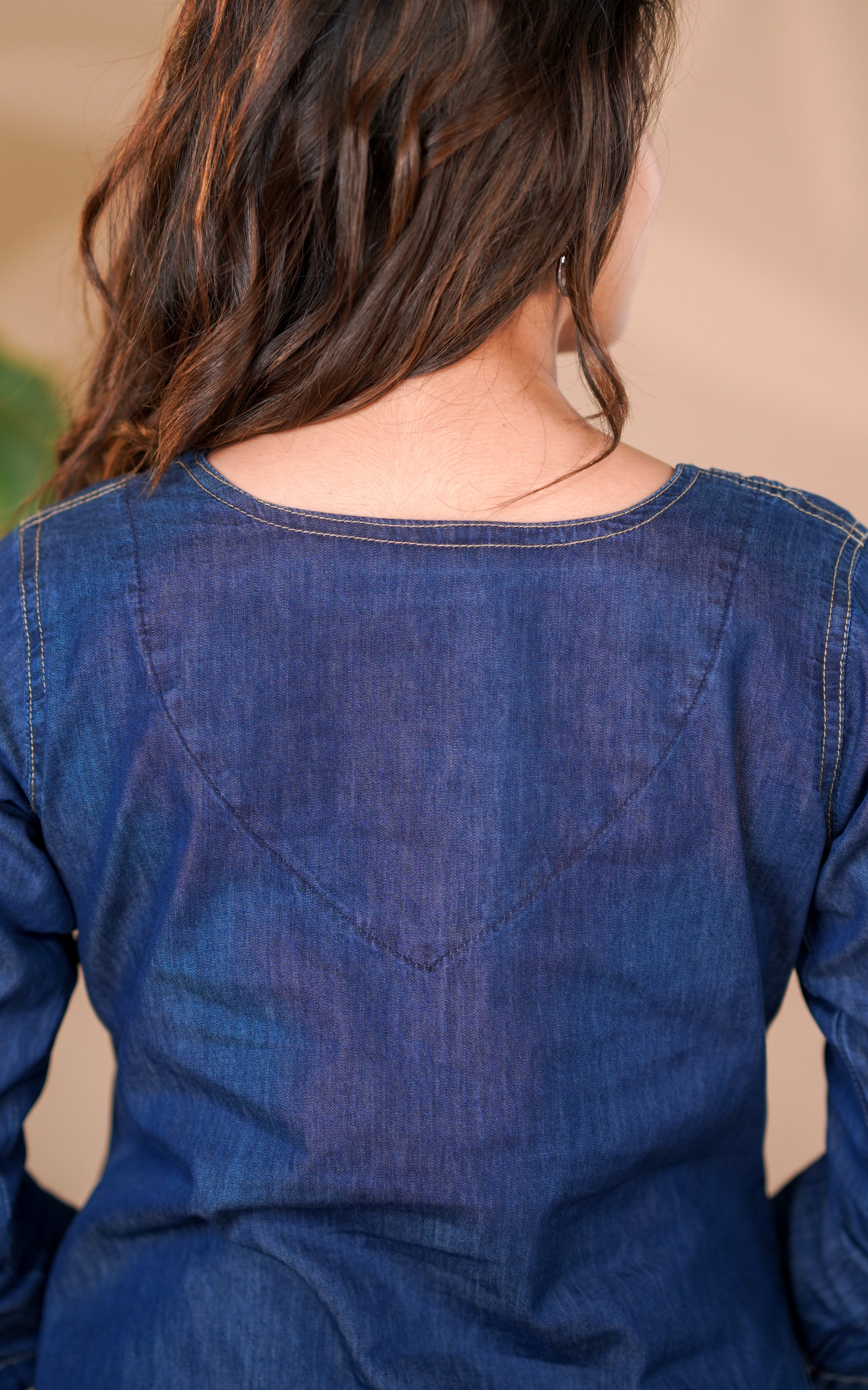 Denim straight cut kurti