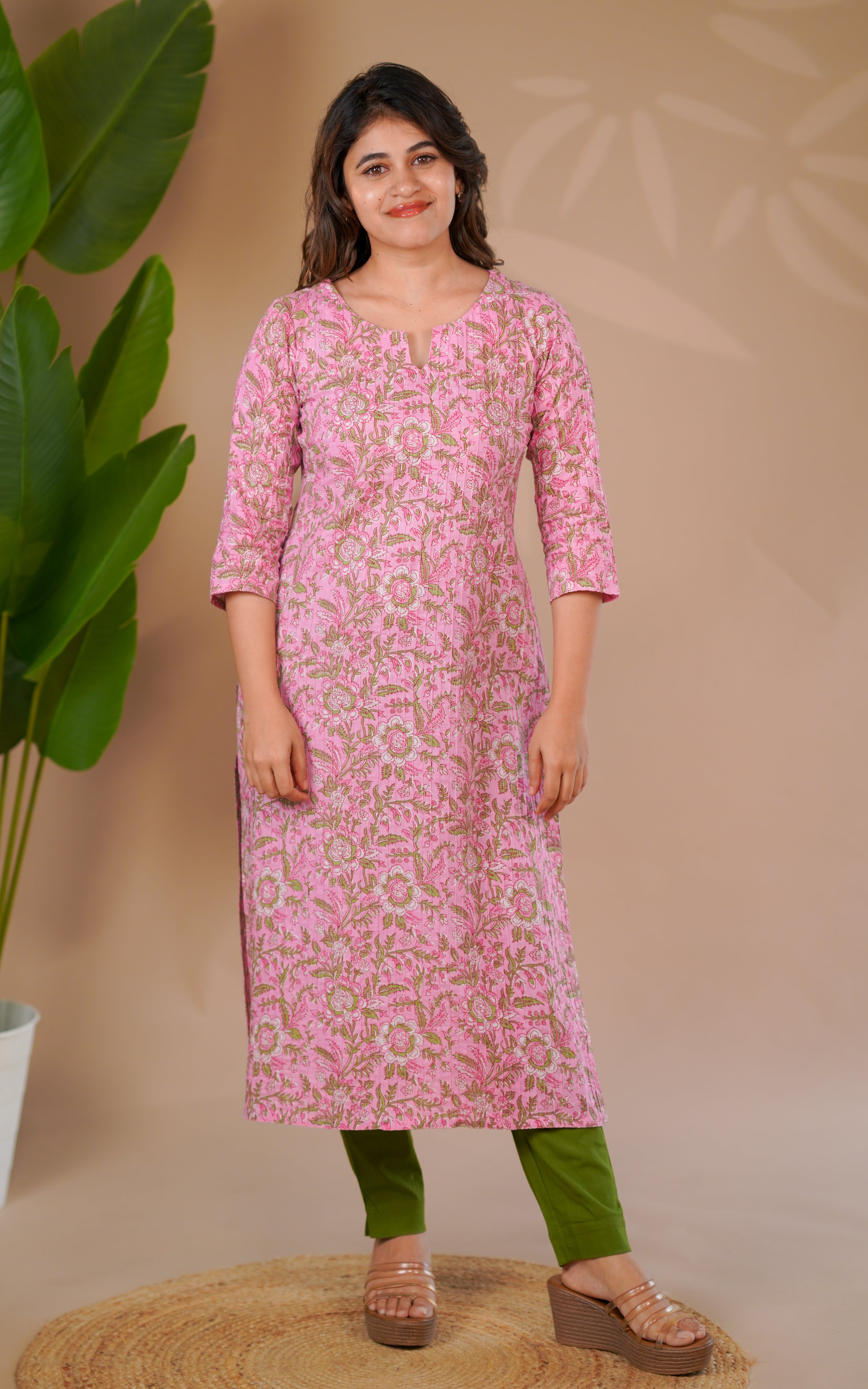 pintuck straight cut kurti