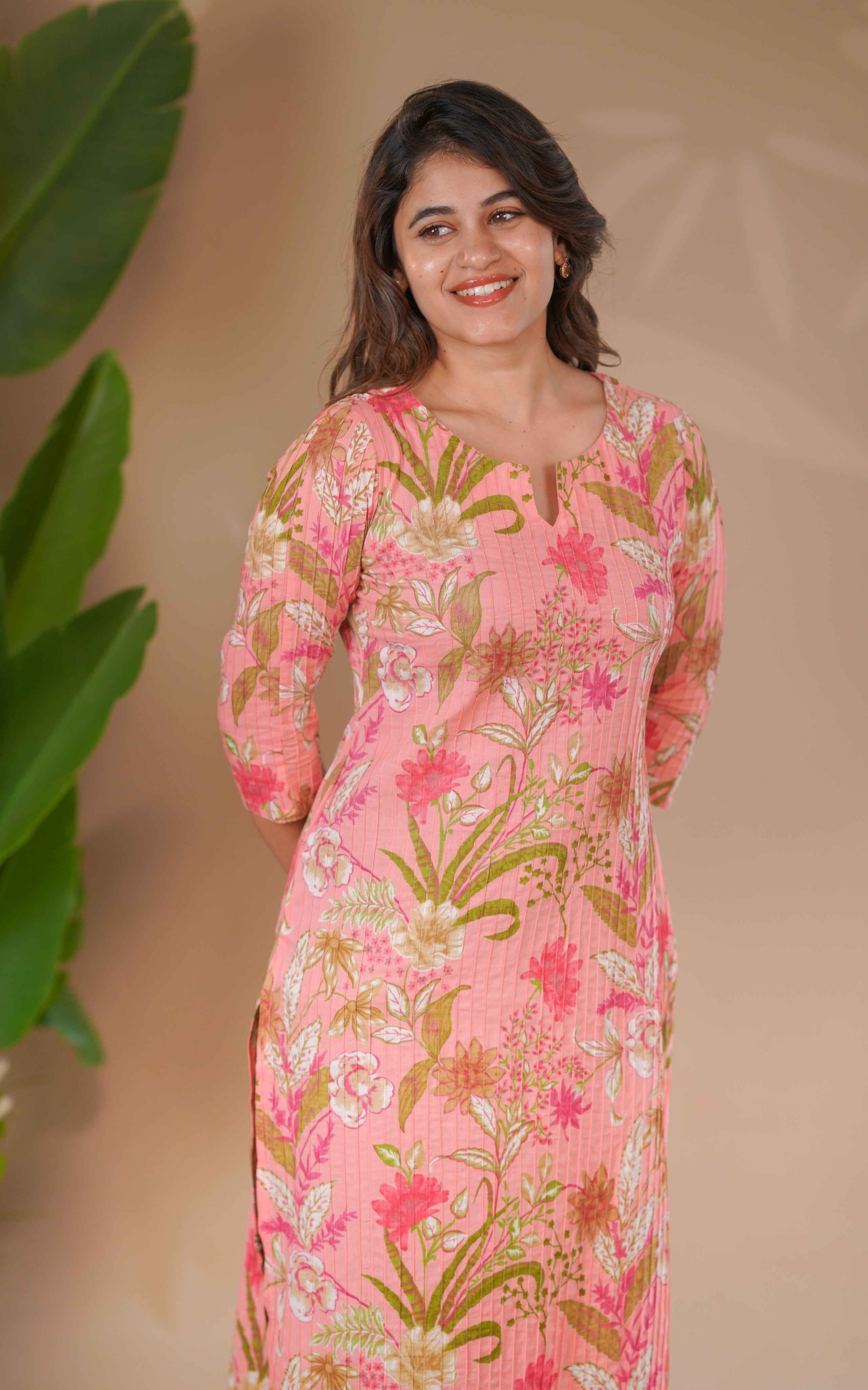 floral straight cut kurti