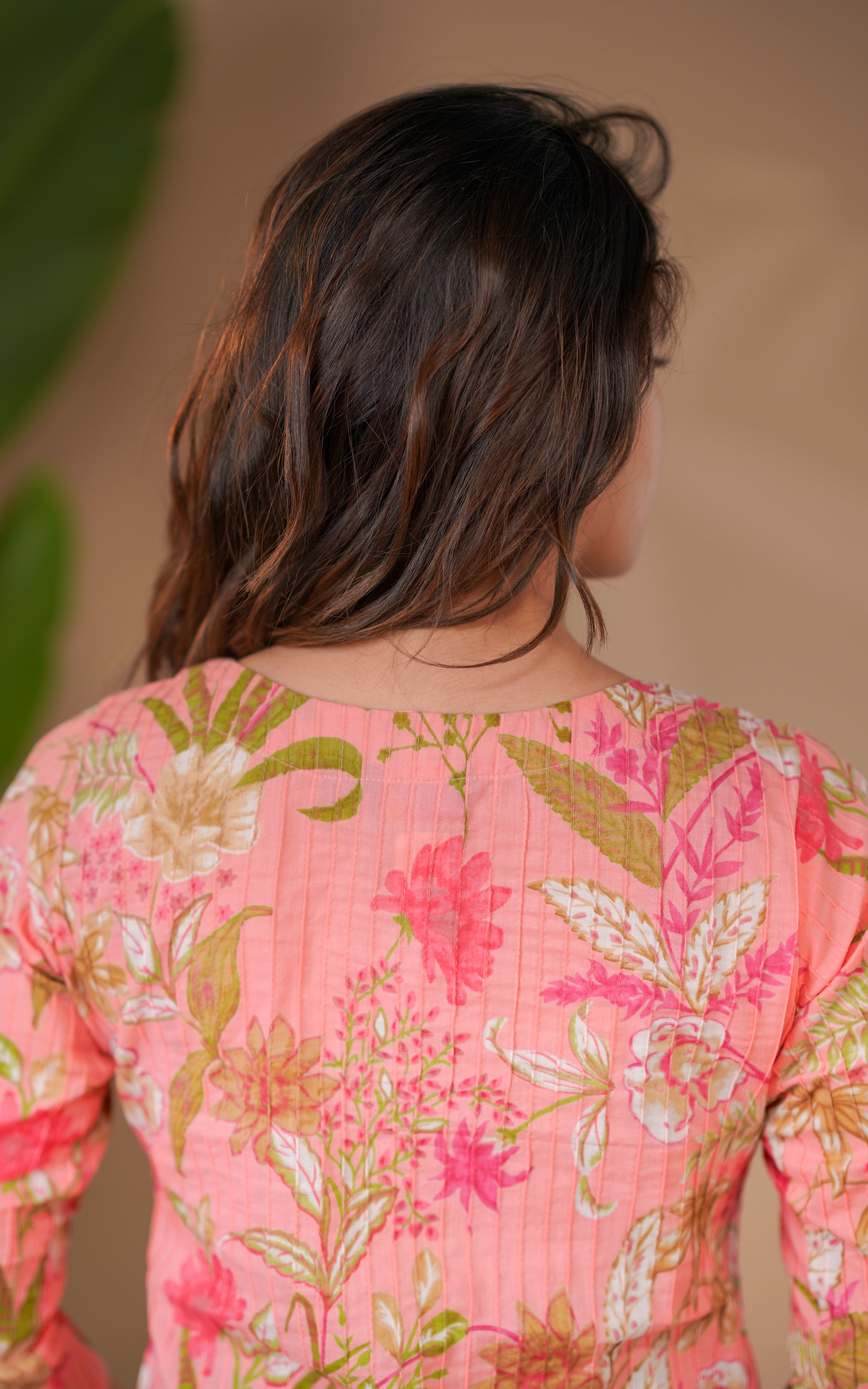 pink color straight cut kurti for women