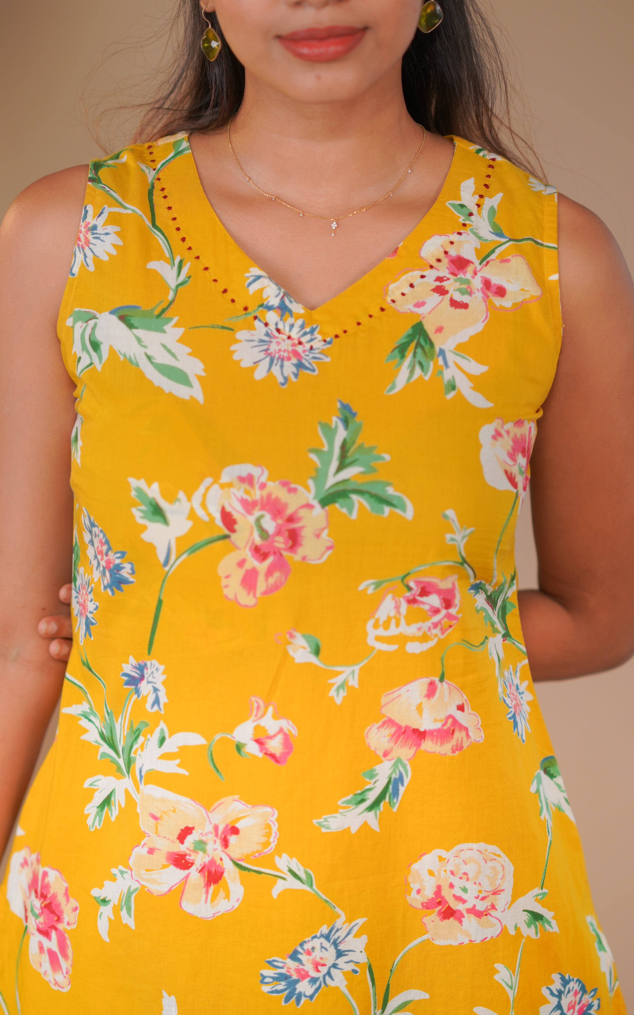 All-over multicolor floral print brings a lively and eye-catching appeal.
Soft, breathable fabric ensures maximum comfort for all-day wear.
