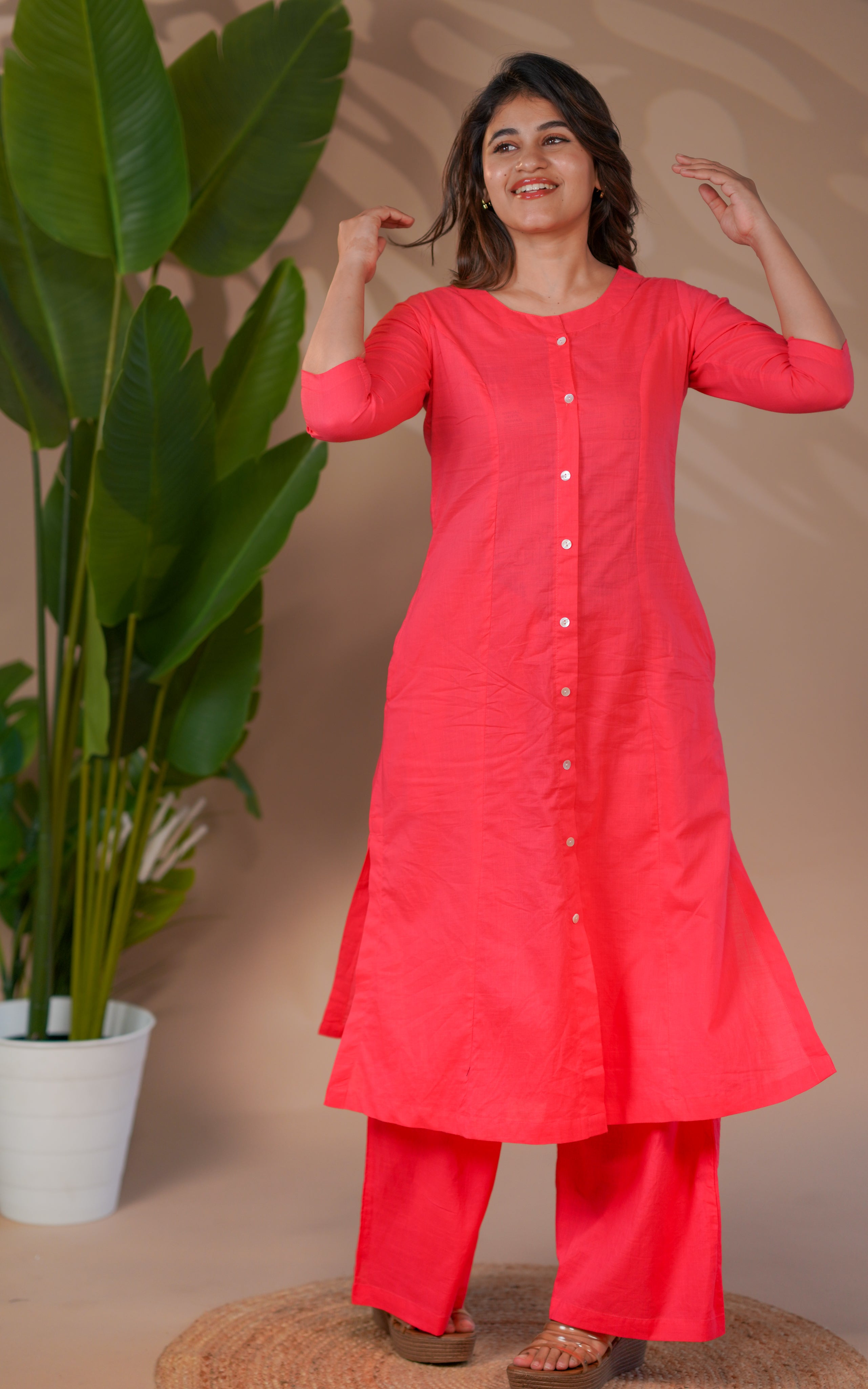 Vikashini Dark Peach (Kurti+Pant)