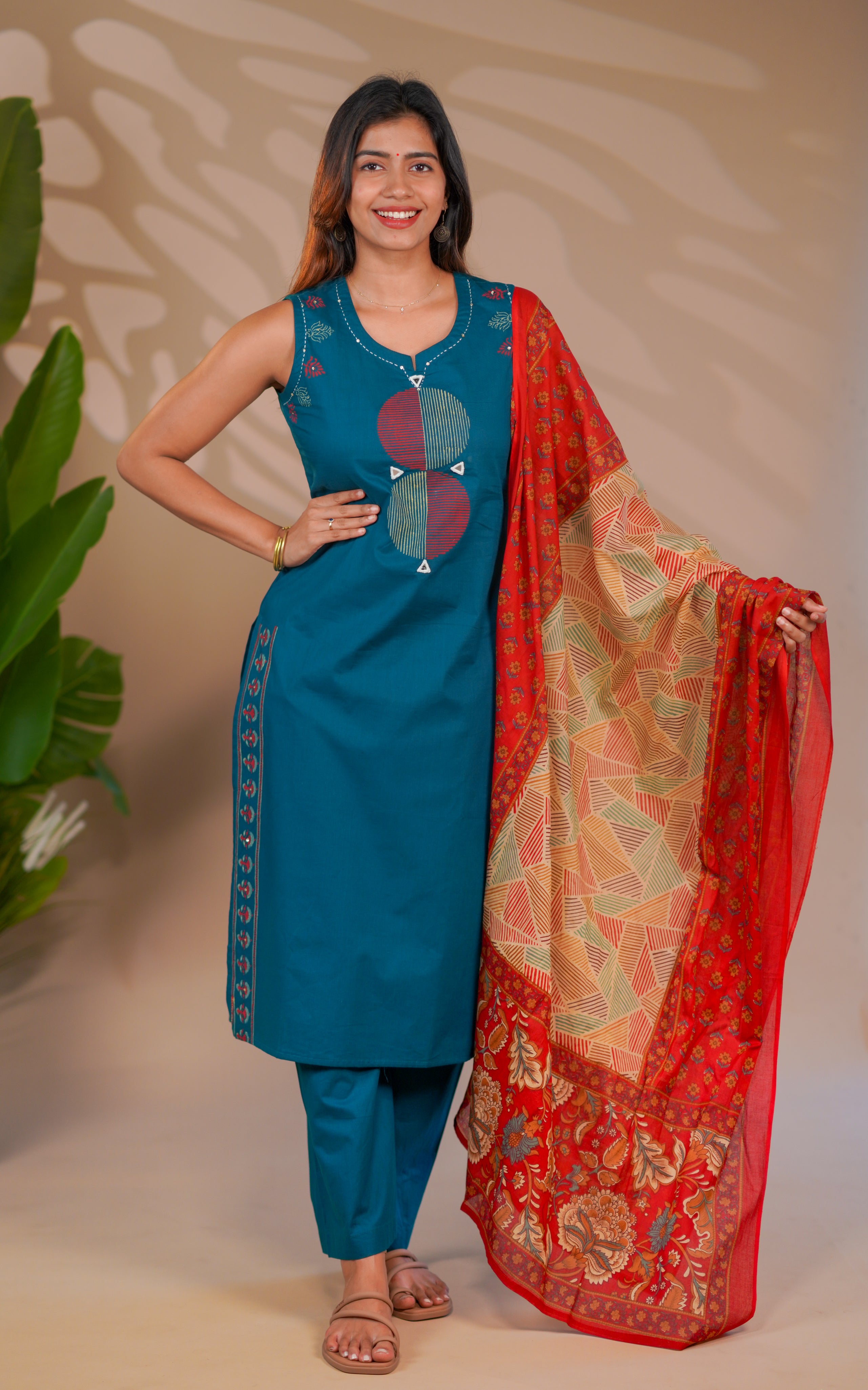 Lincy Handblock (Kurti+Pant+Dupatta)