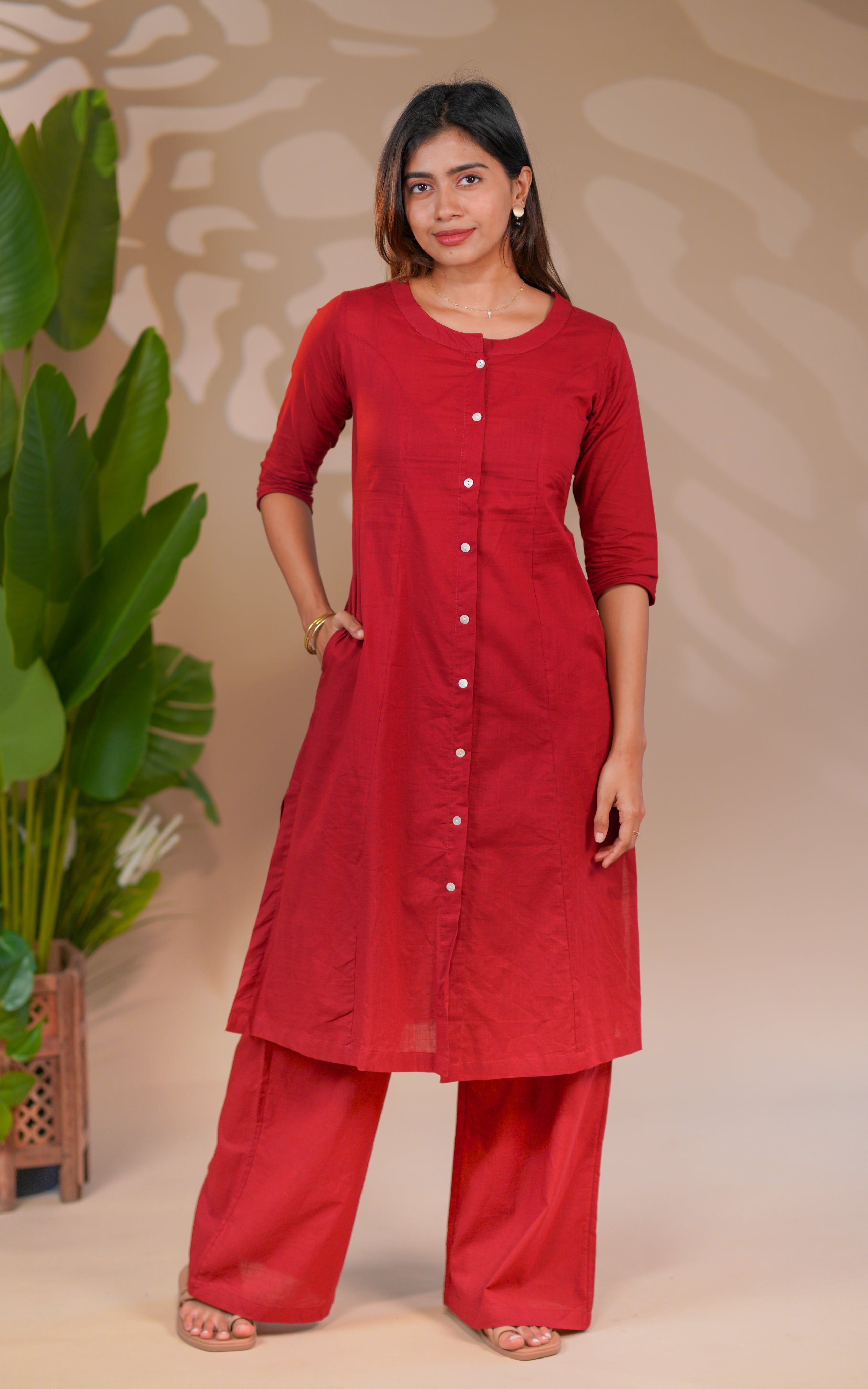 Vikashini Maroon (Kurti+Pant)