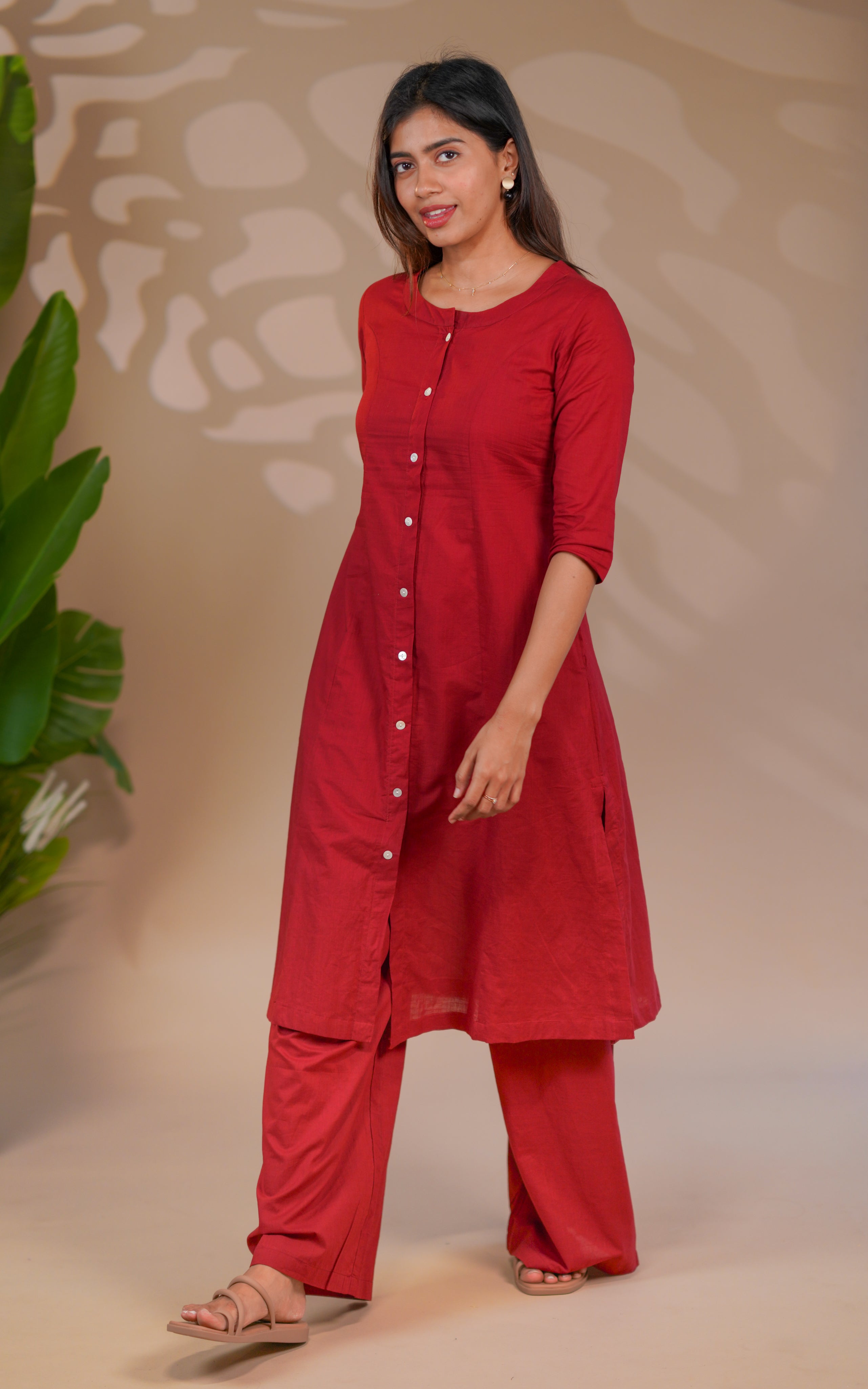 Vikashini Maroon (Kurti+Pant)