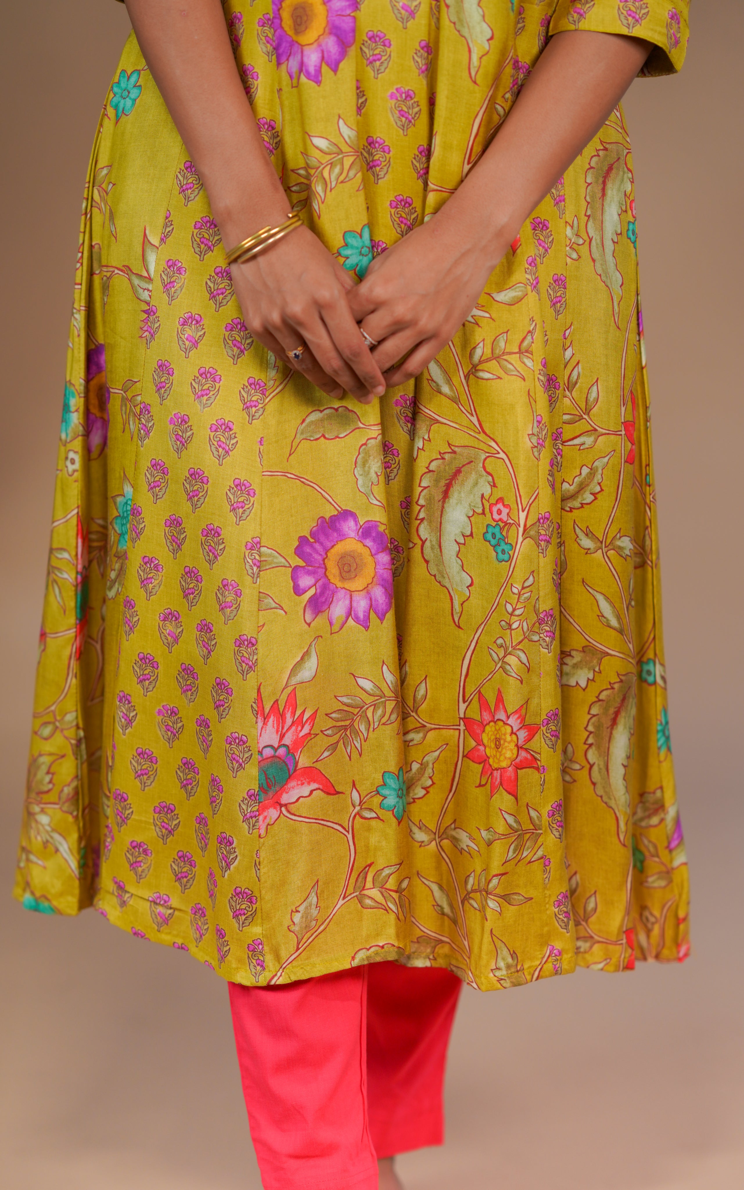 Daily wear silk cotton anarkali for women