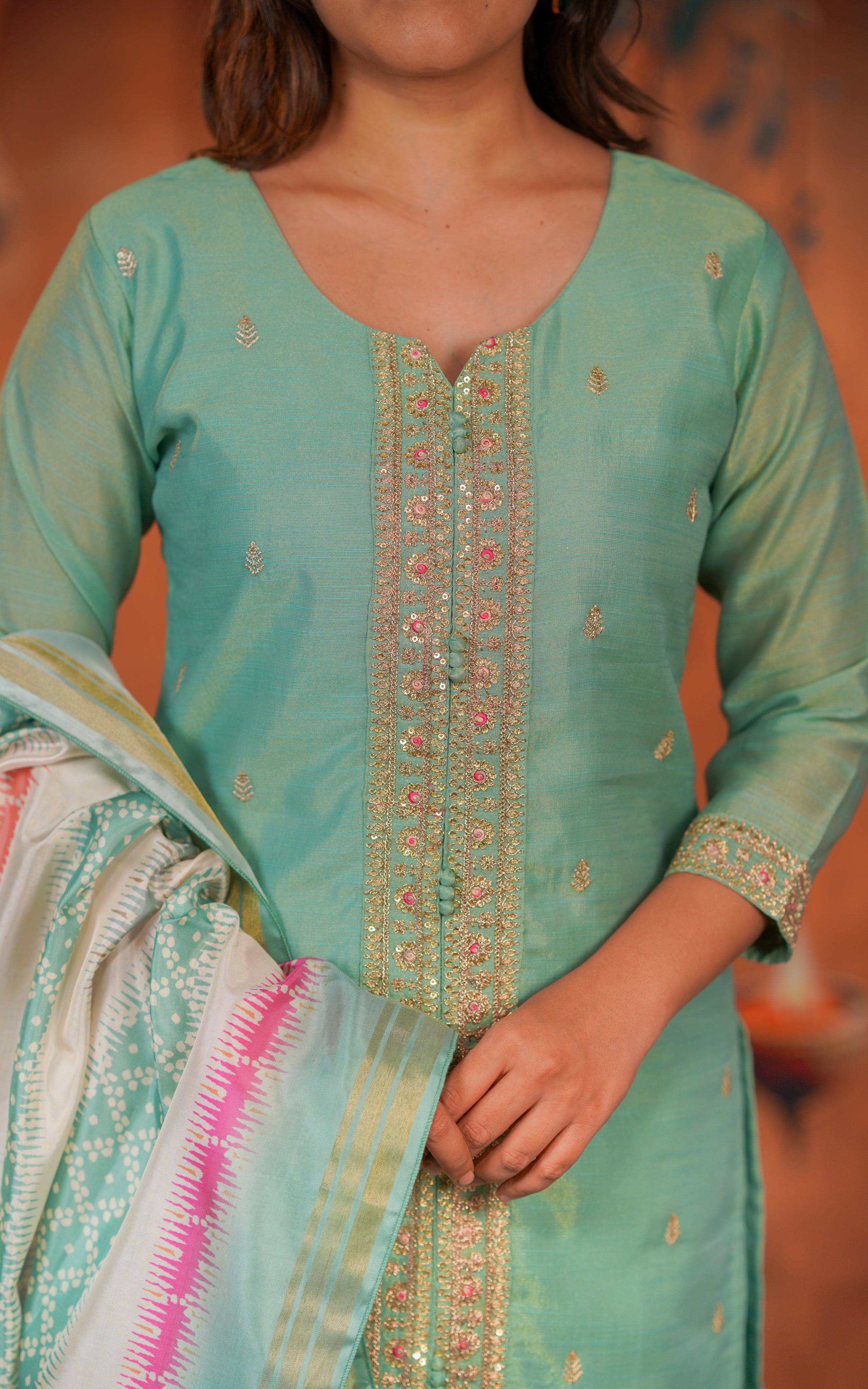 Pista green kurti for women