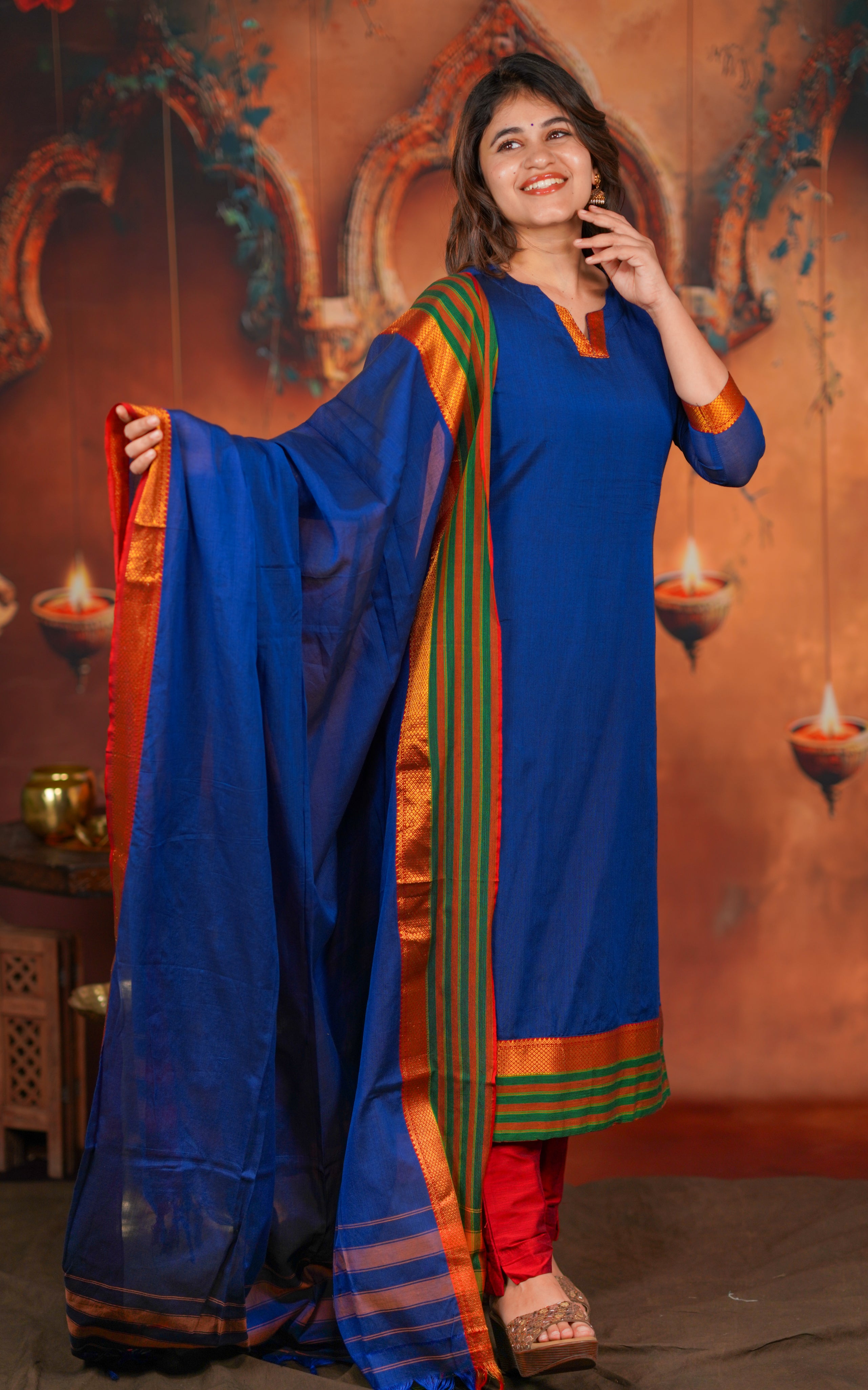 Saritha Navy Blue (Kurti+Dupatta)