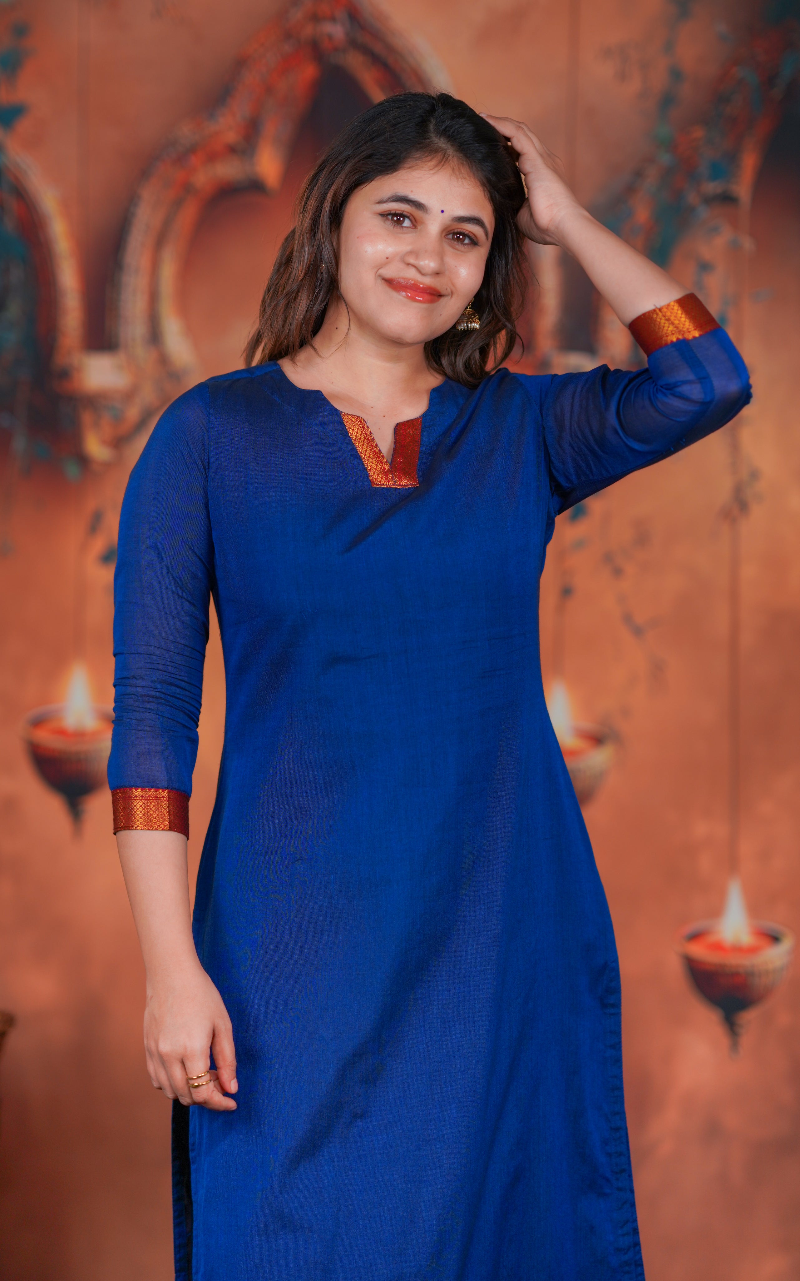 Saritha Navy Blue (Kurti+Dupatta)
