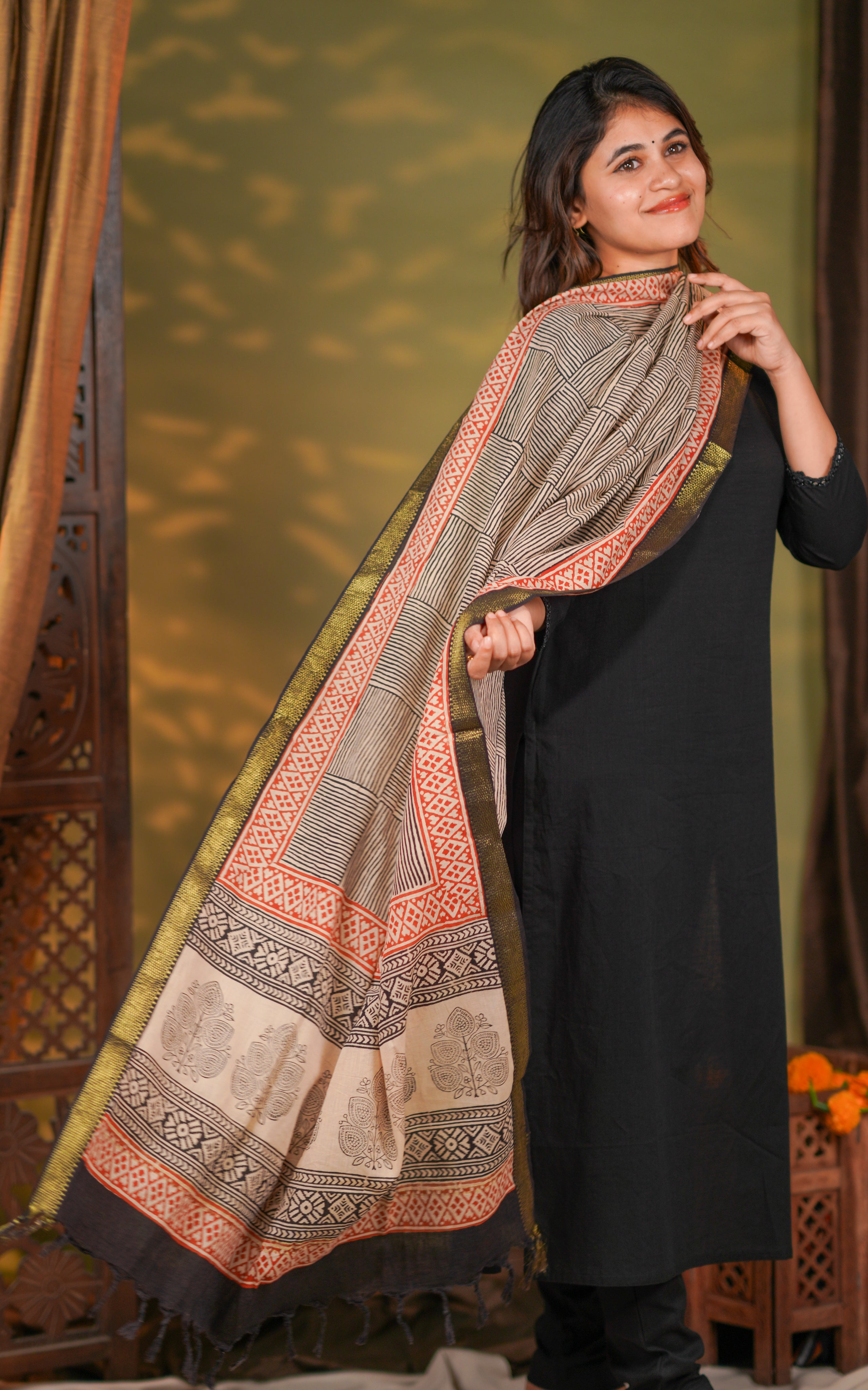 Handblock Mangalagiri Dupatta 22