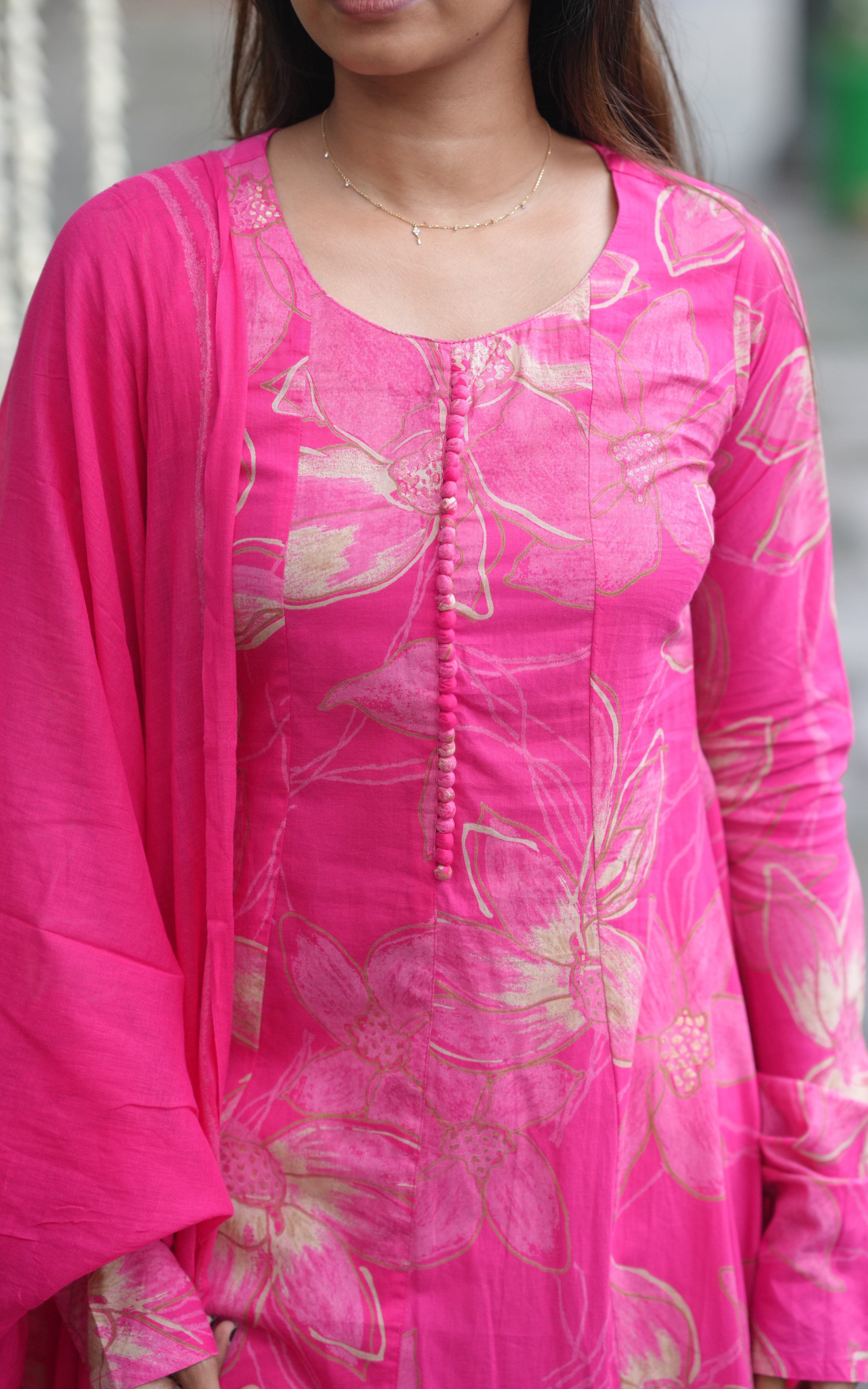Aline kurti with dupatta and gathered sleeve kurti for women