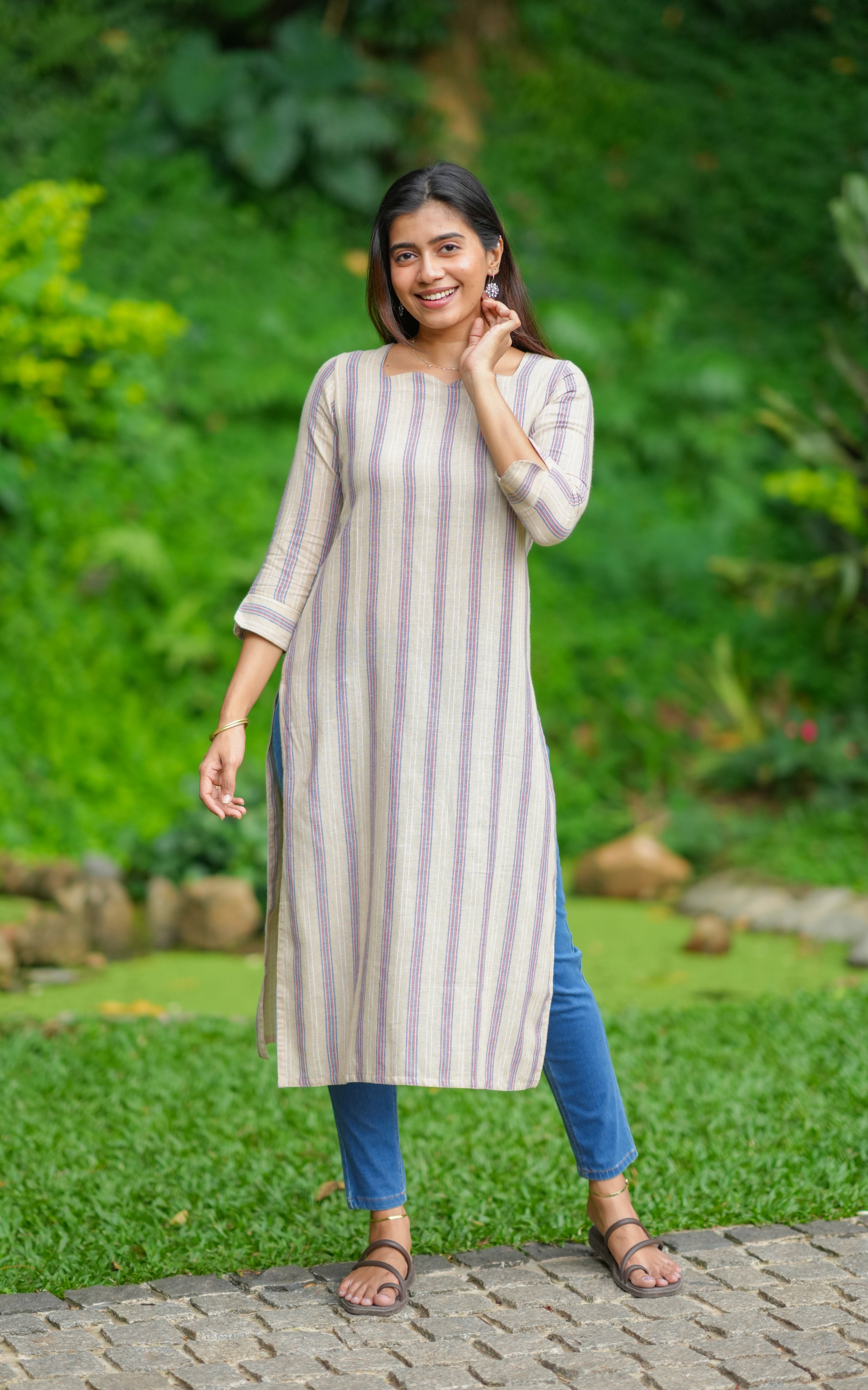 A beautifully crafted ethnic outfit blending elegance and everyday comfort, perfect for festive or casual moments