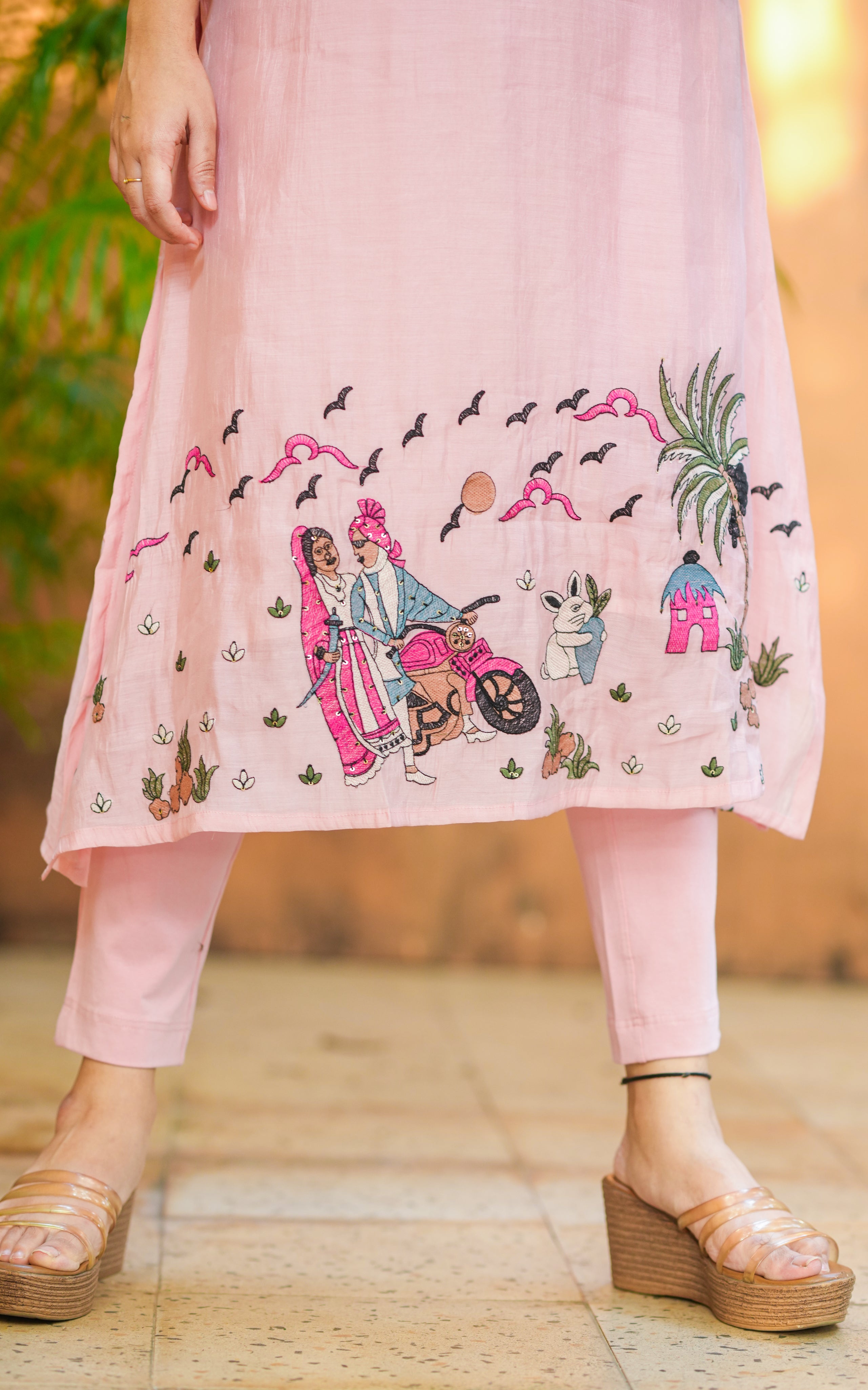 Embroidered Aline Kurti with dupatta