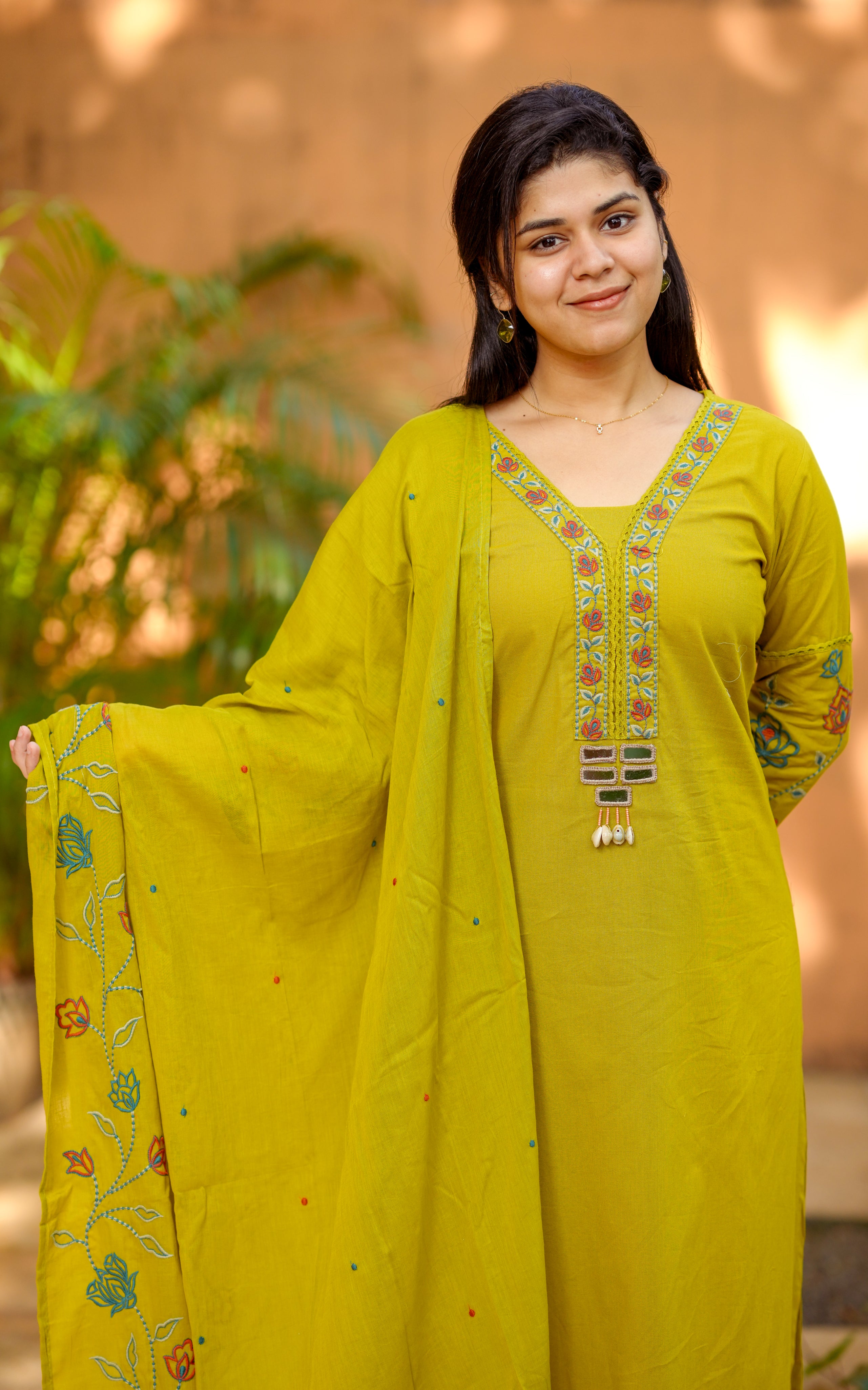 Lime green kurti sets