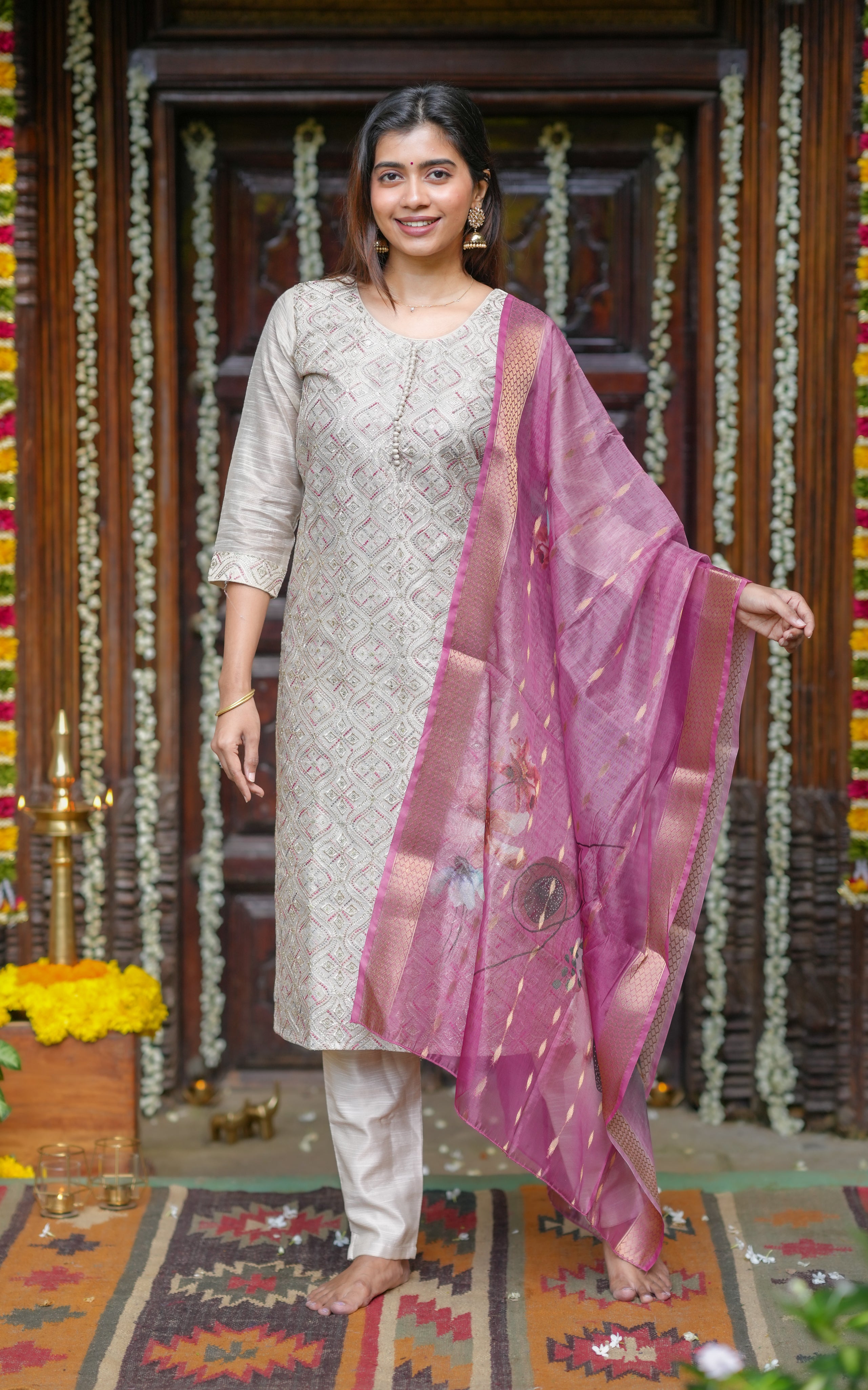 Vishmitha Beige (Kurti+Pant+Dupatta)