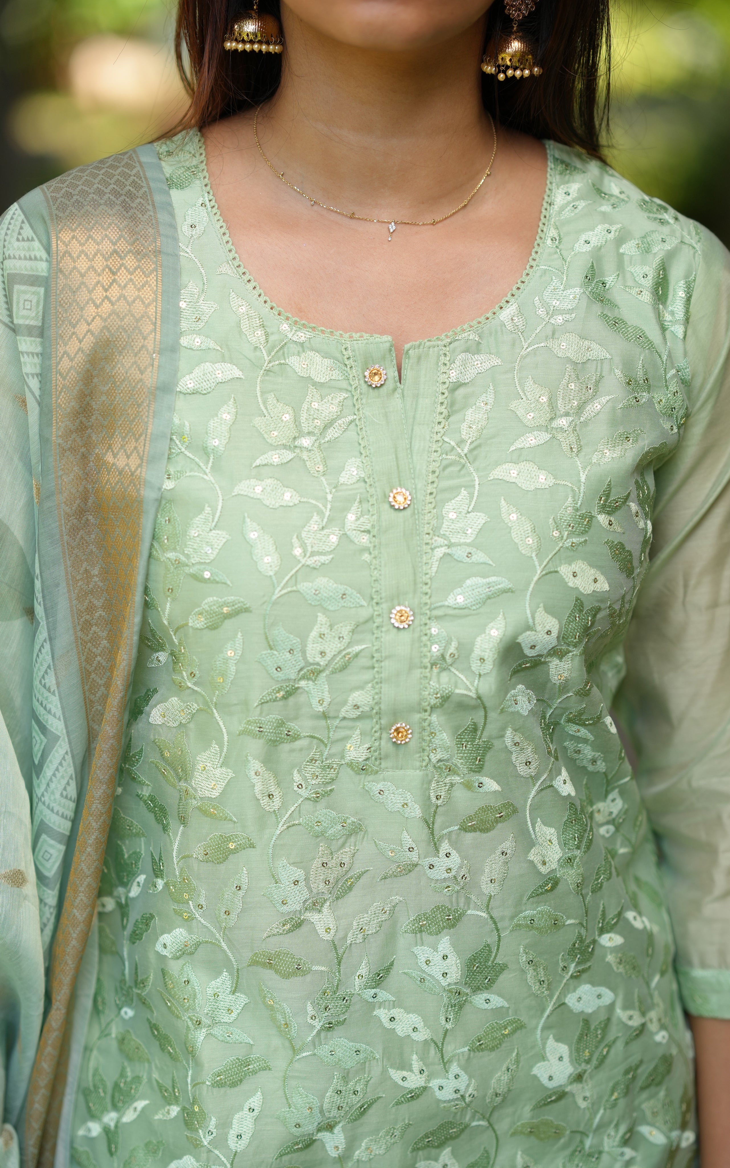 Rithuska Pista Green (Kurti+Pant+Dupatta)