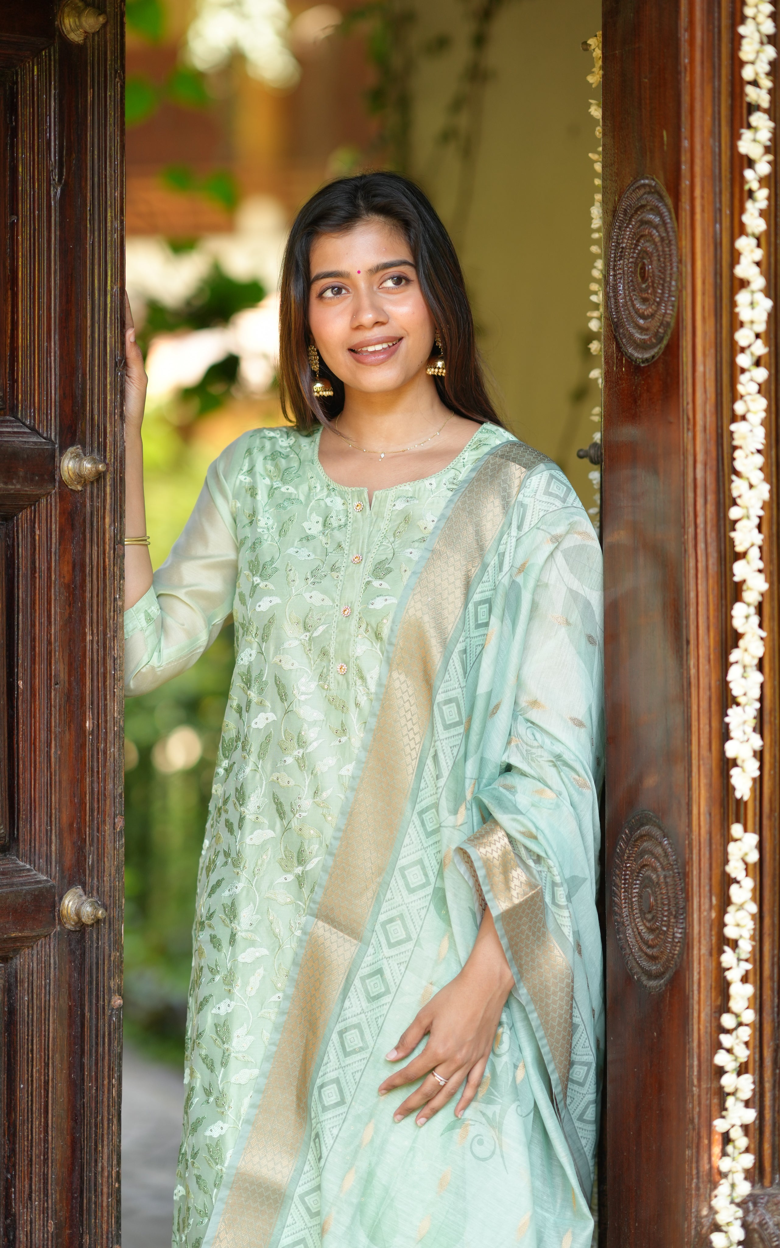 Rithuska Pista Green (Kurti+Pant+Dupatta)