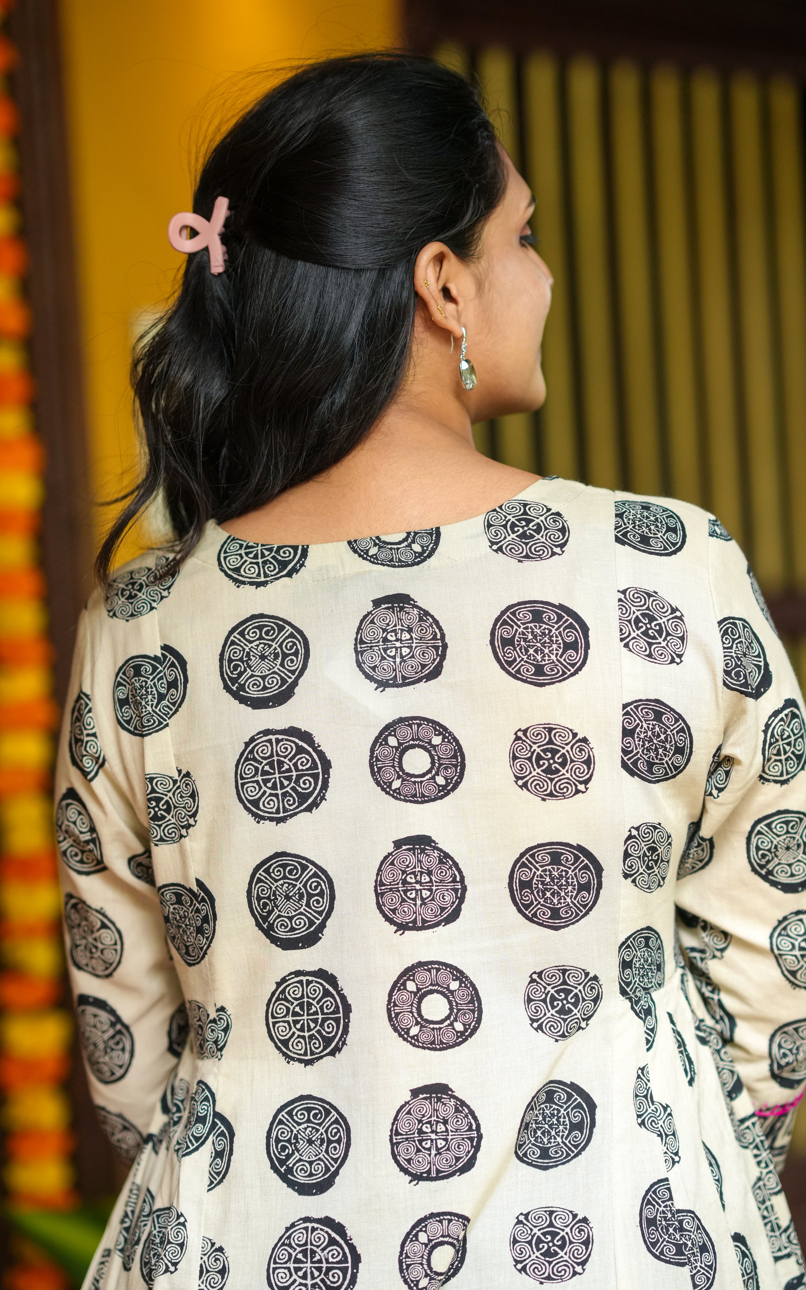 Black and beige kurti with dupatta