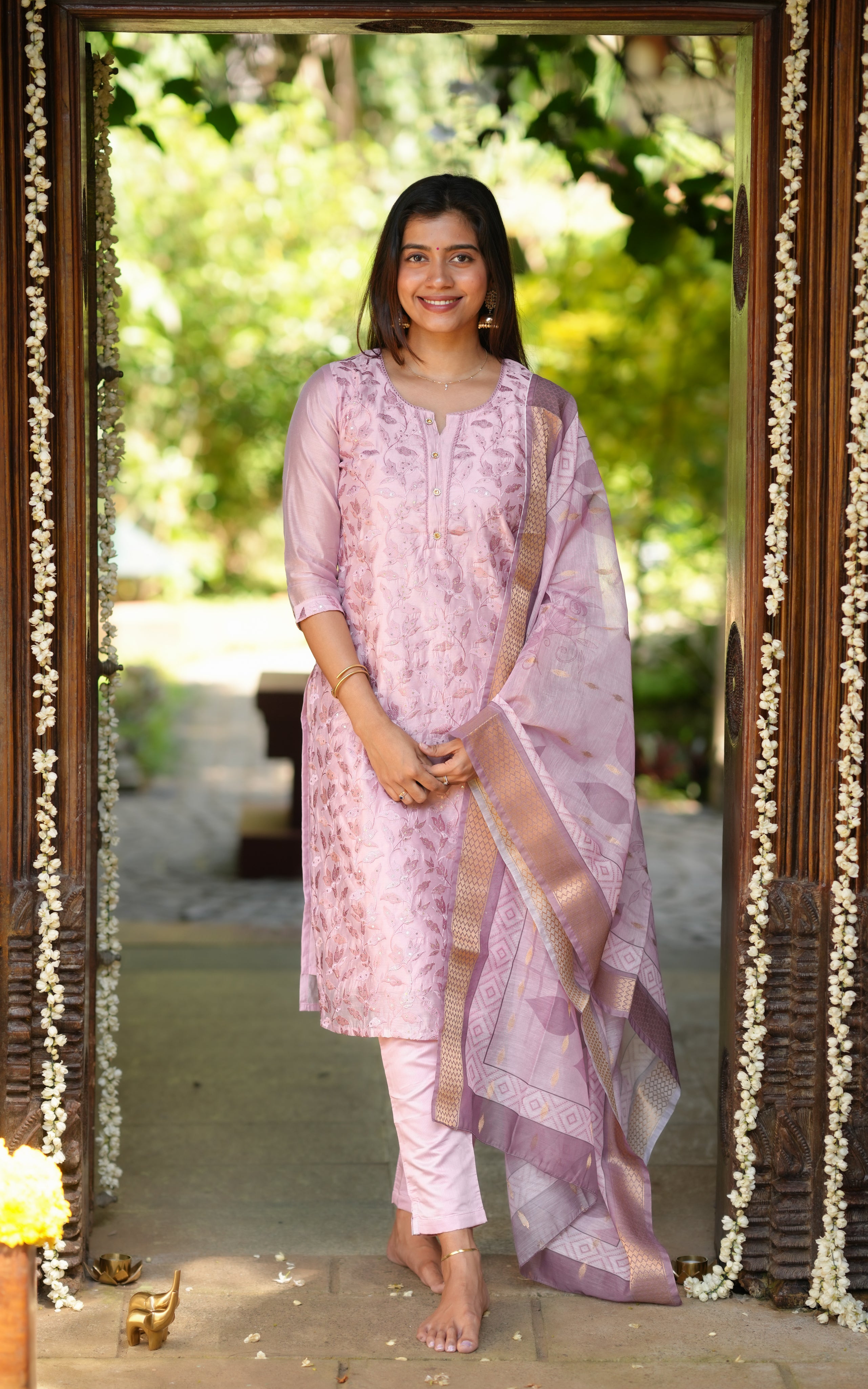 Rithuska Onion Pink (Kurti+Pant+Dupatta)