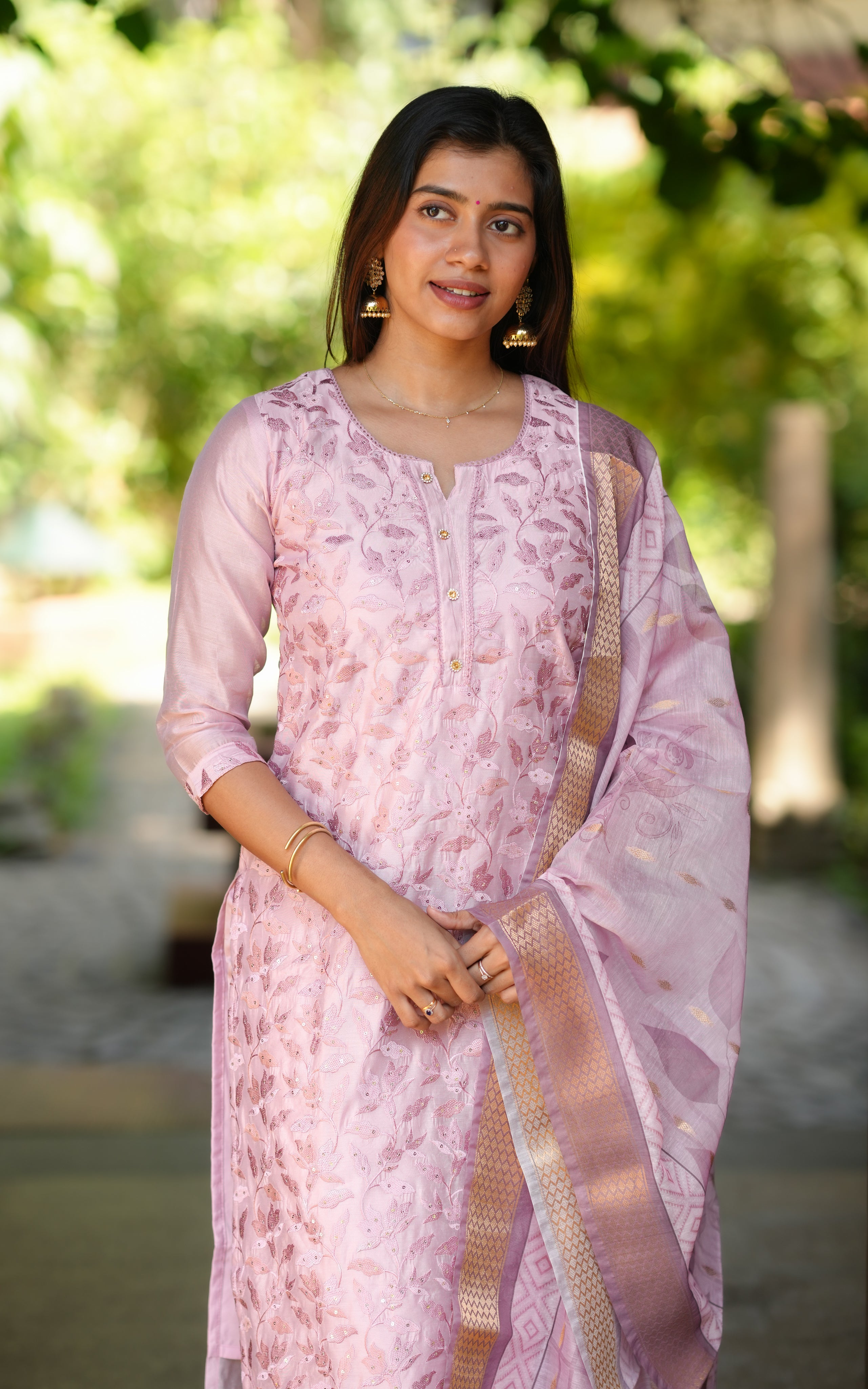 Rithuska Onion Pink (Kurti+Pant+Dupatta)