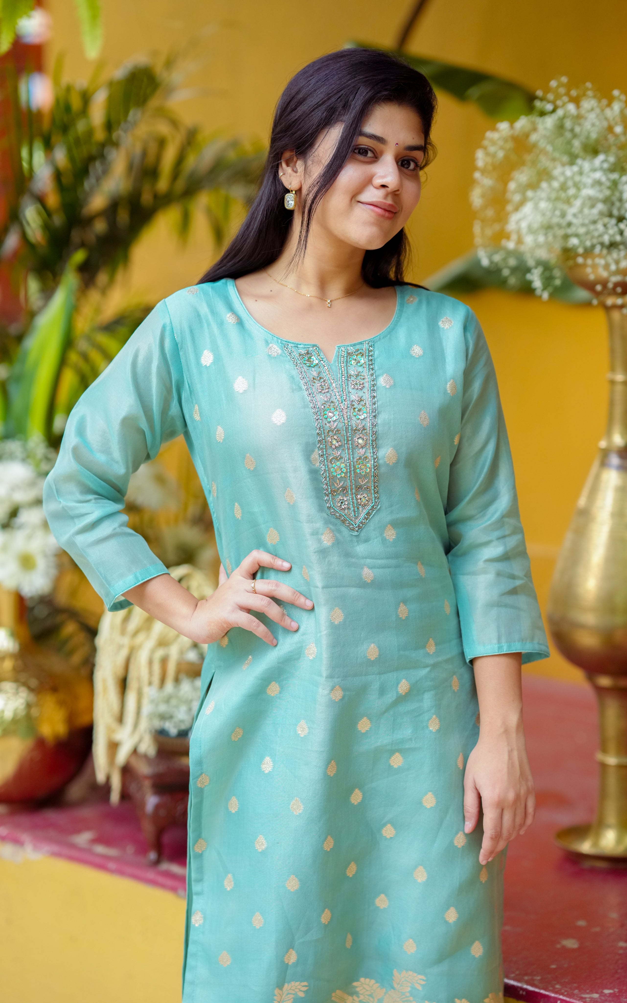 Pastal green kurti for women
