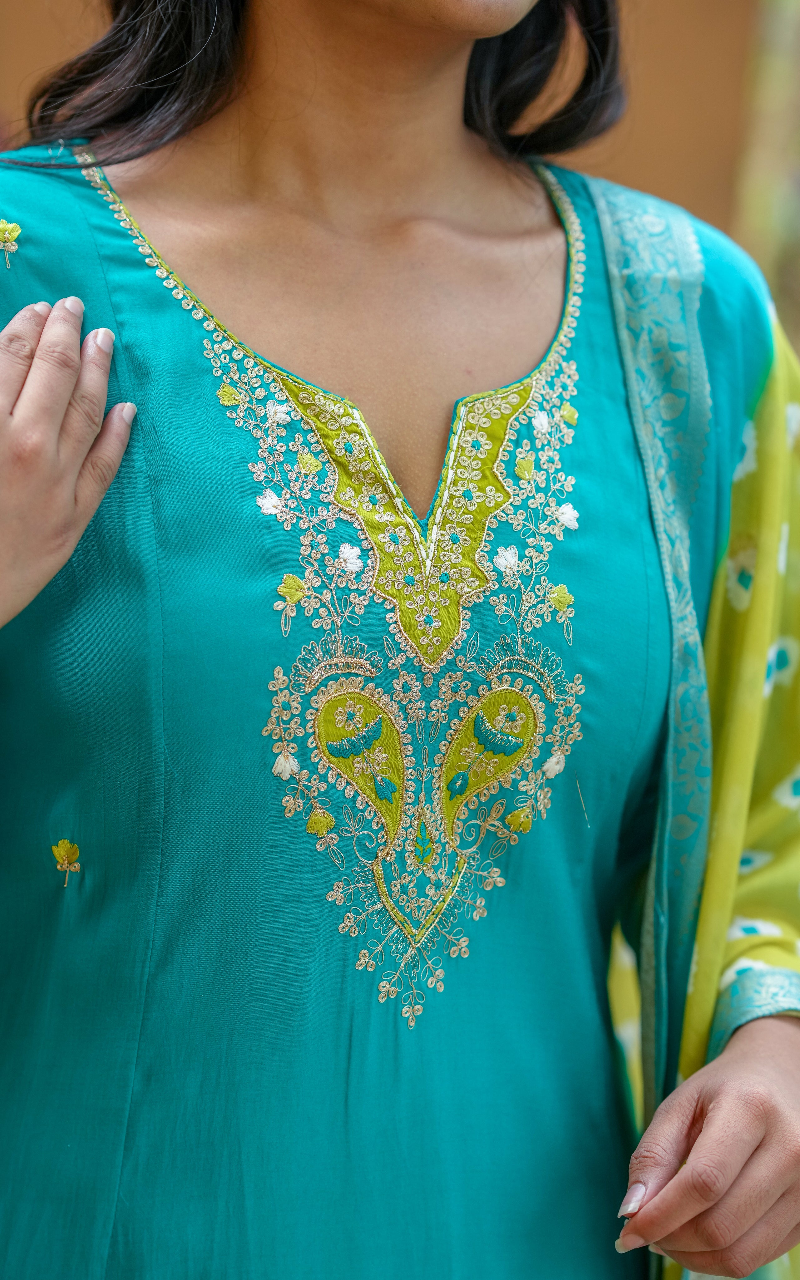 Blue Aline kurti set for women