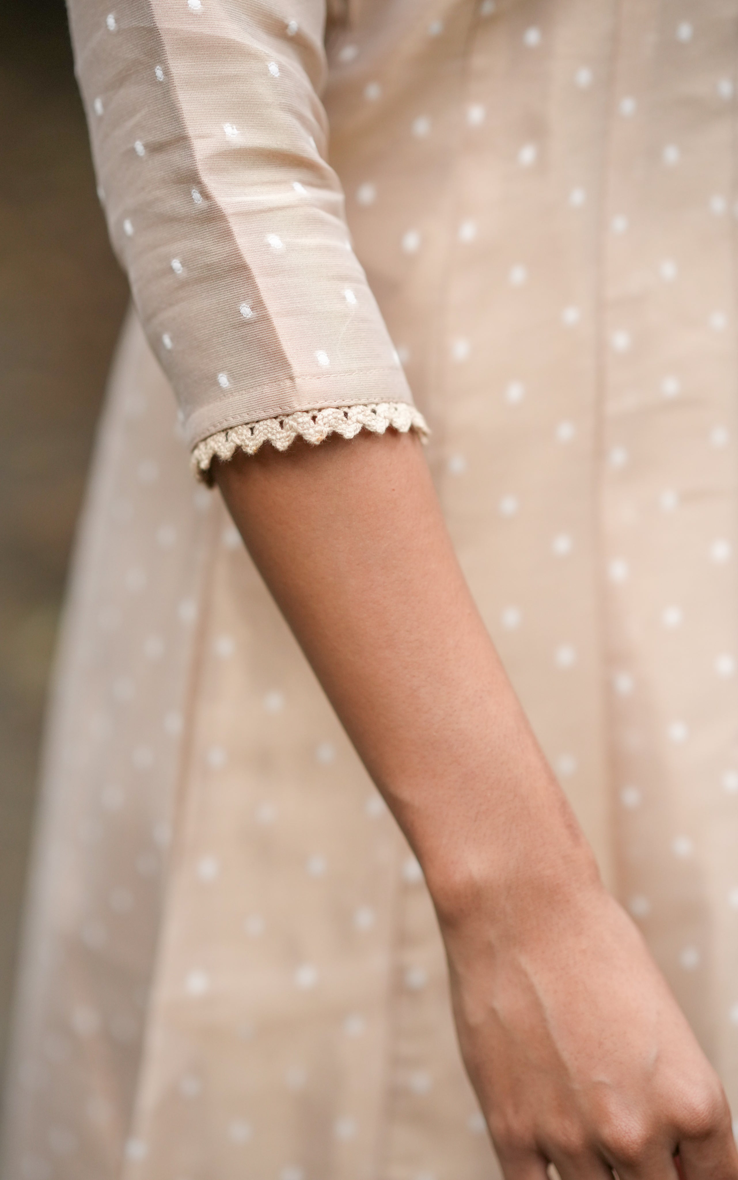 Instore – Beige Hemabindu Kurti for Women – Chanderi – Festive Ethnic Wear