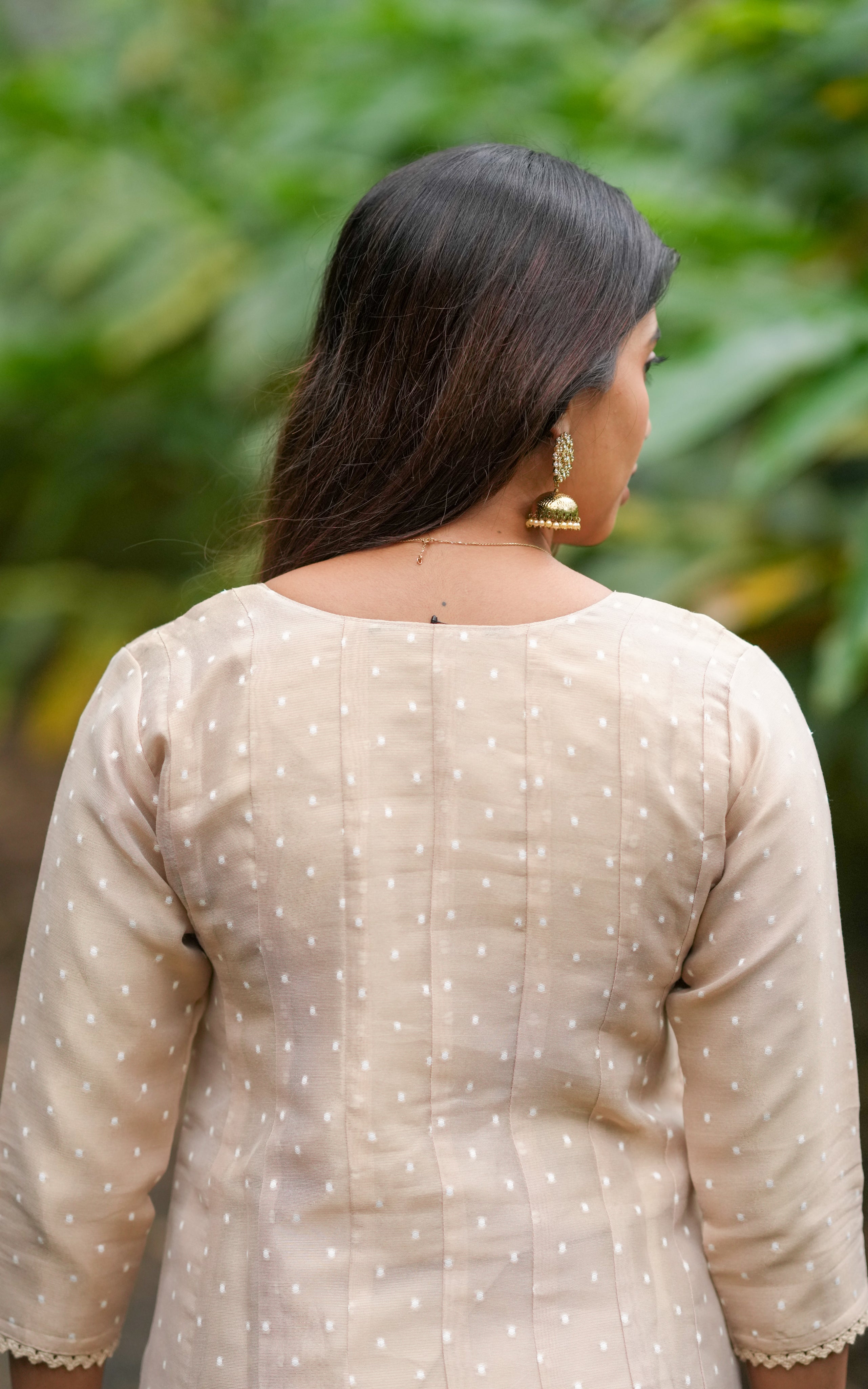 Instore – Beige Hemabindu Kurti for Women – Chanderi – Festive Ethnic Wear