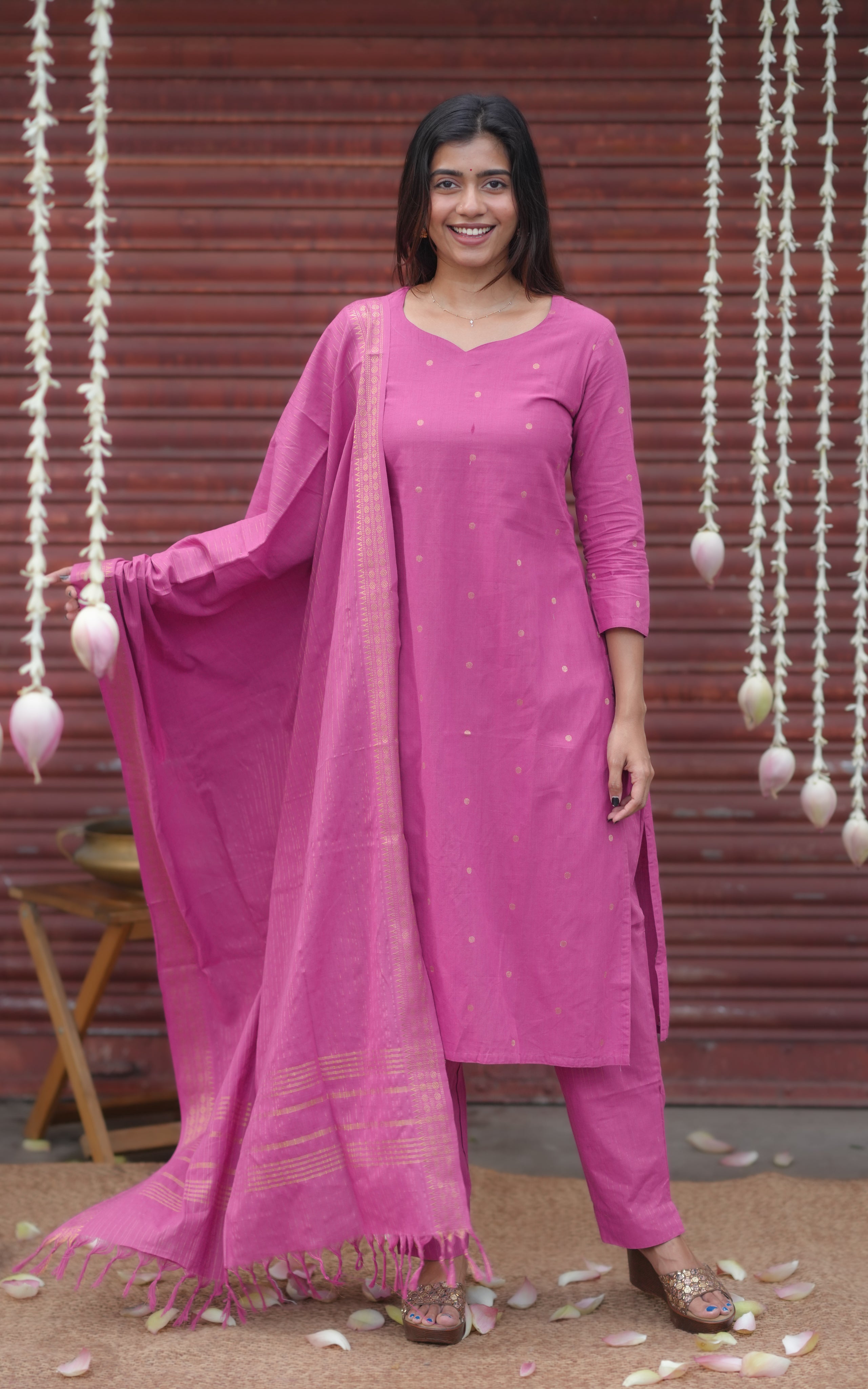 Farah Onion Pink (Kurti+Pani+Dupatta)