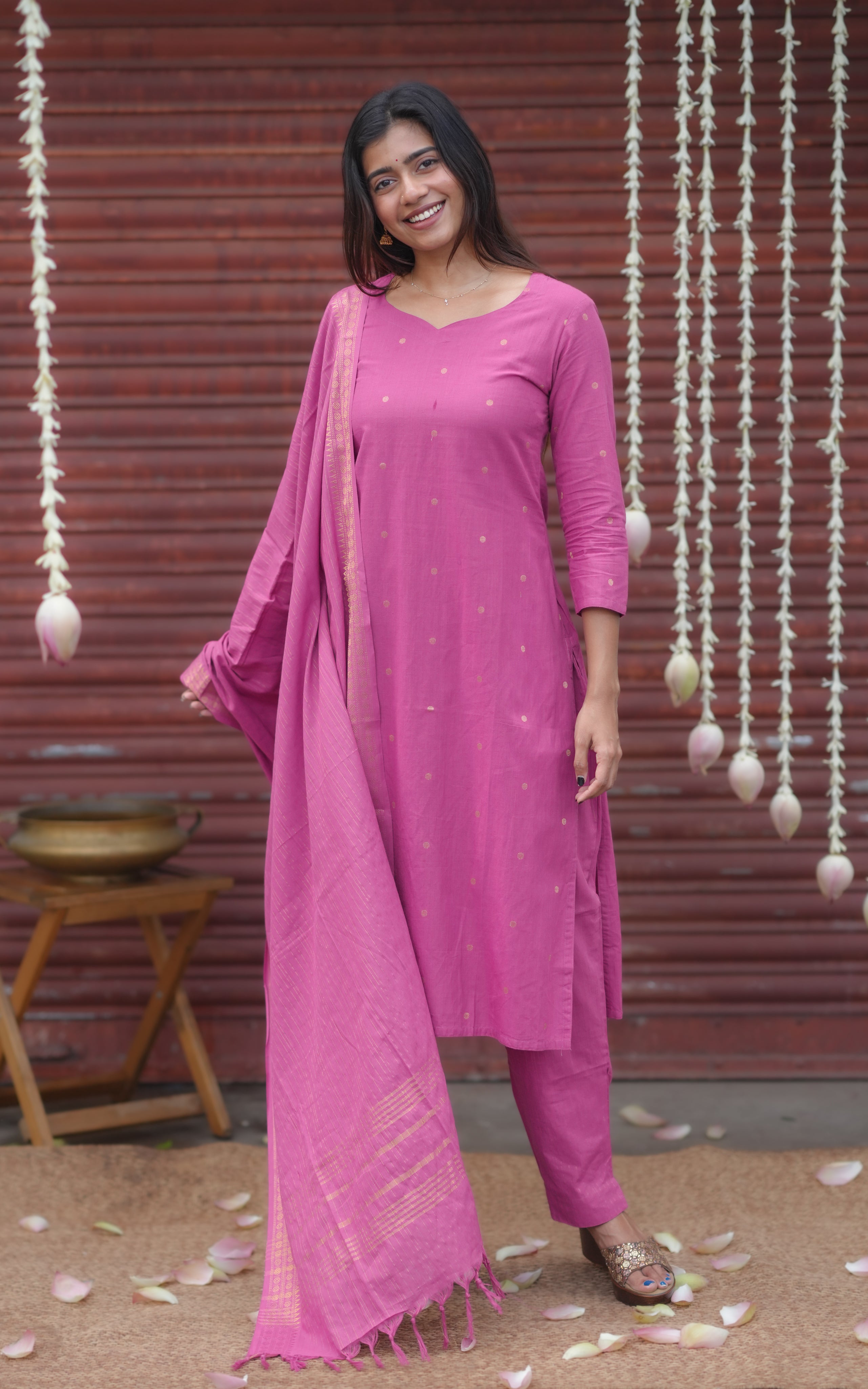 Farah Onion Pink (Kurti+Pani+Dupatta)