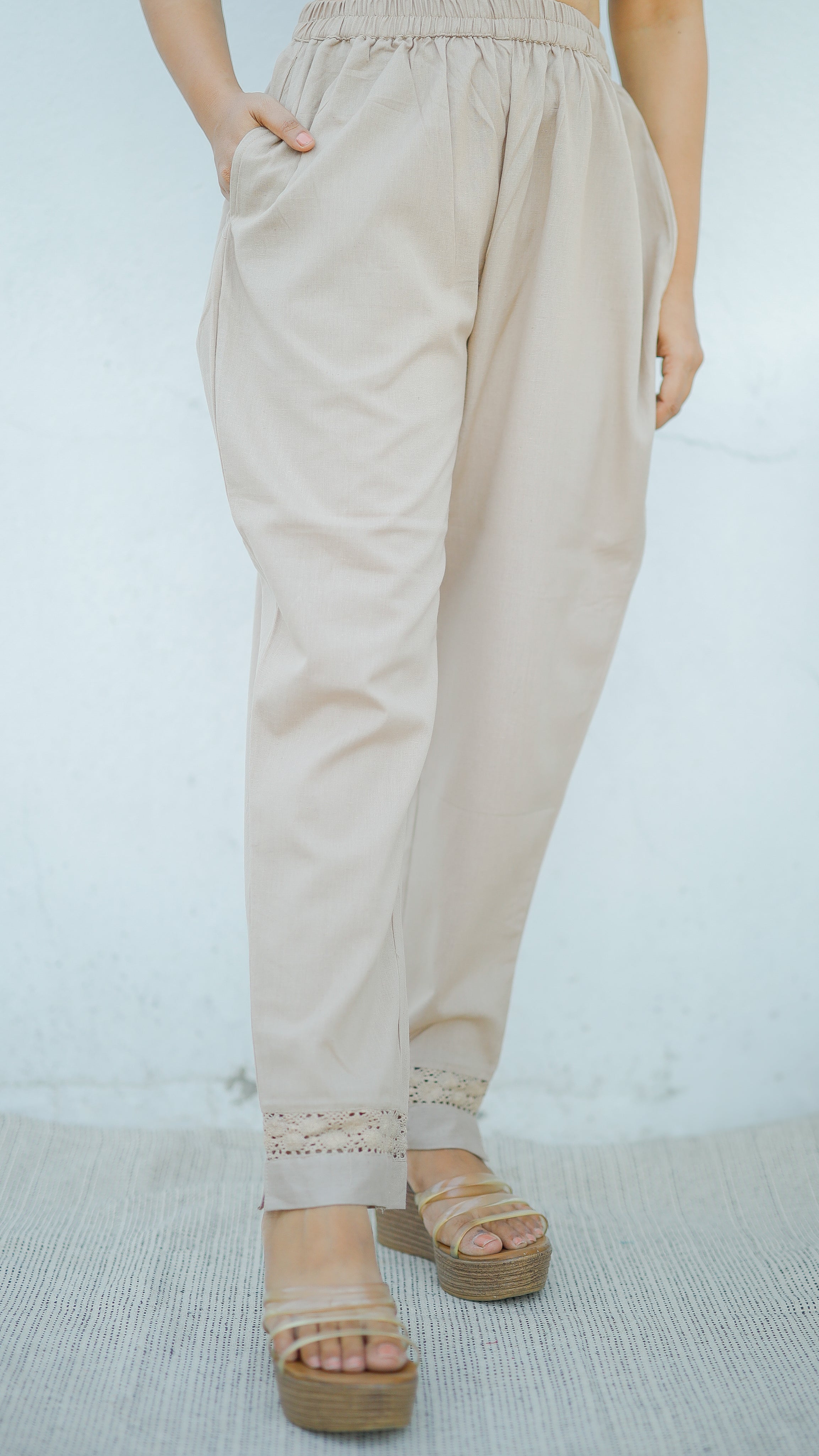 Instore – Beige Straight Fit Pant for Women – Pure Cotton Flex – Mix N Match – Ethnic Wear