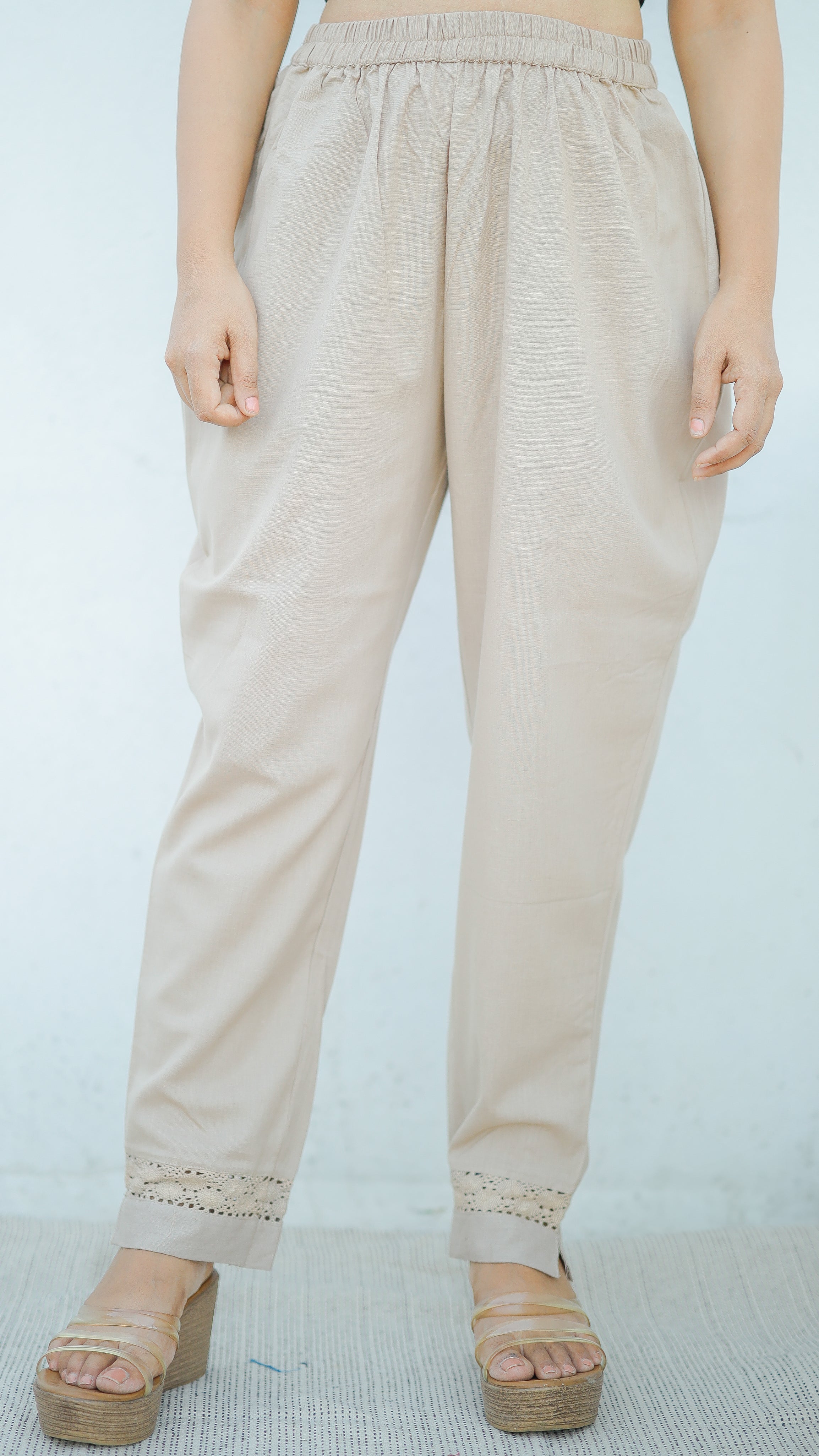 Instore – Beige Straight Fit Pant for Women – Pure Cotton Flex – Mix N Match – Ethnic Wear
