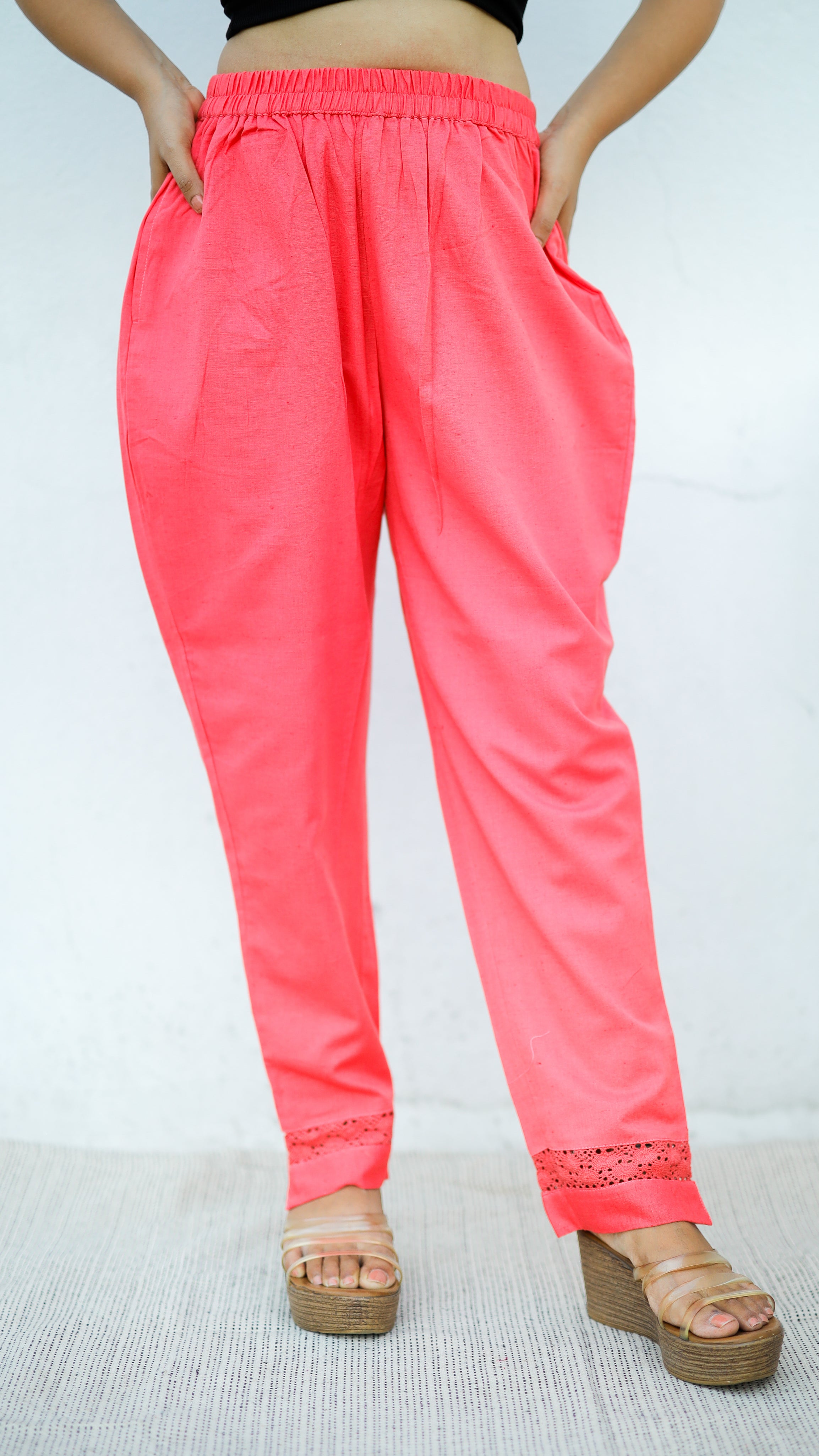 Instore – Dark Peach Straight Fit Pant for Women – Pure Cotton Flex – Mix N Match – Ethnic Wear