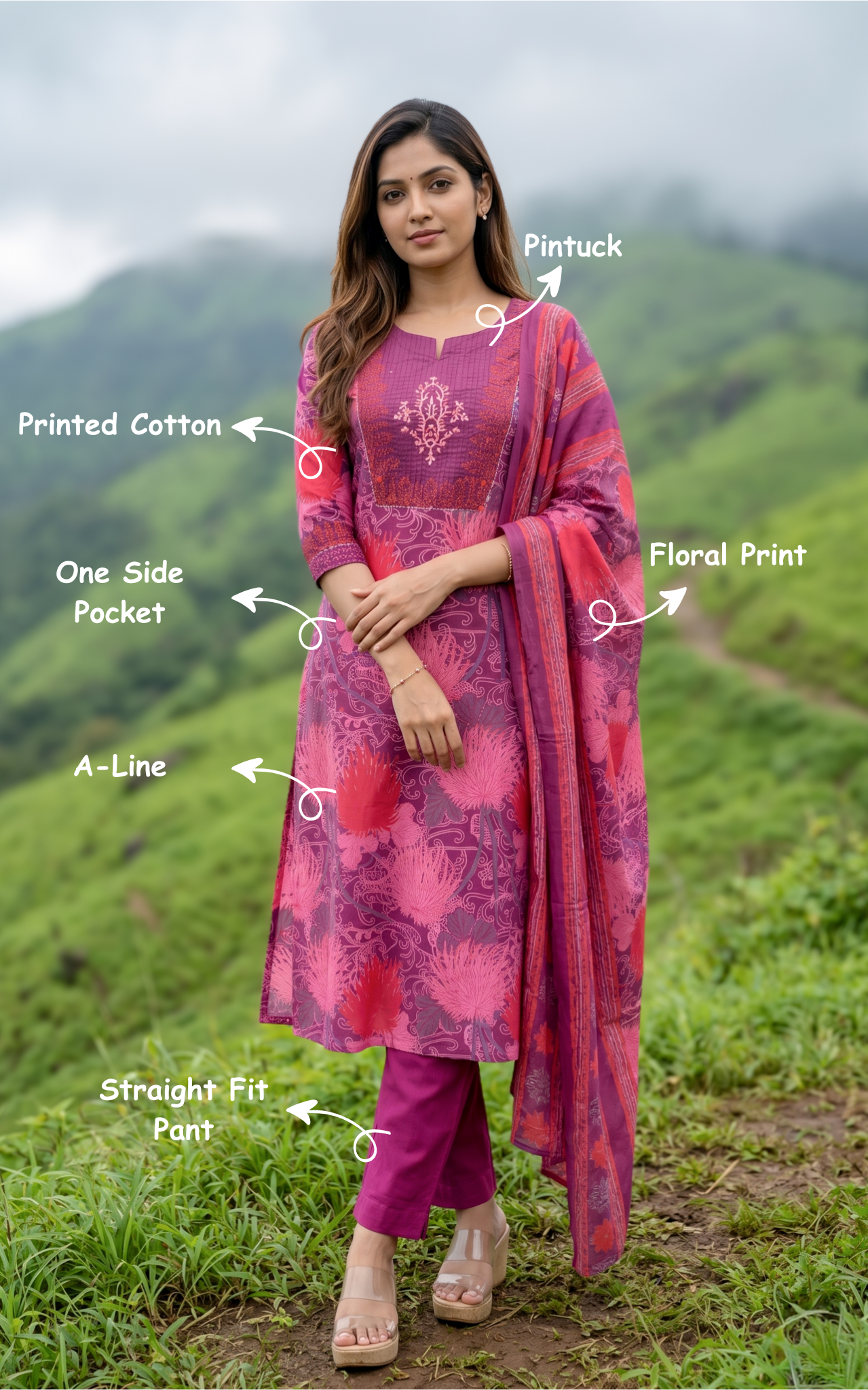 Sharla B (Kurti+Pant+Dupatta)