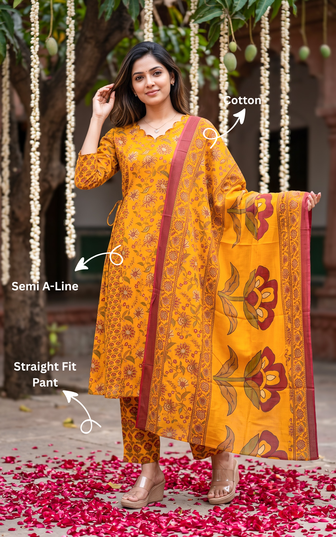Instore – Anuradha A Kurti Pant Dupatta Set for Women – Georgette – Printed – Ethnic Wear