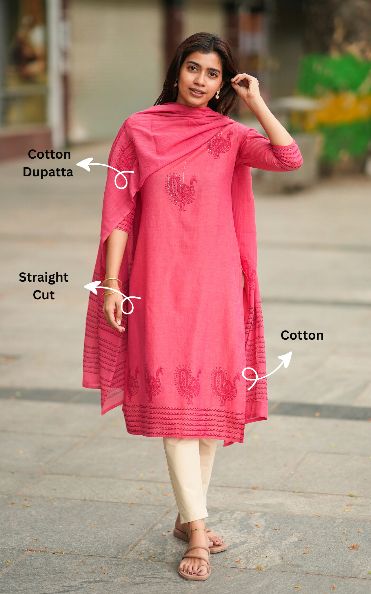 Sembaruthi Handblock (Kurti+Dupatta)