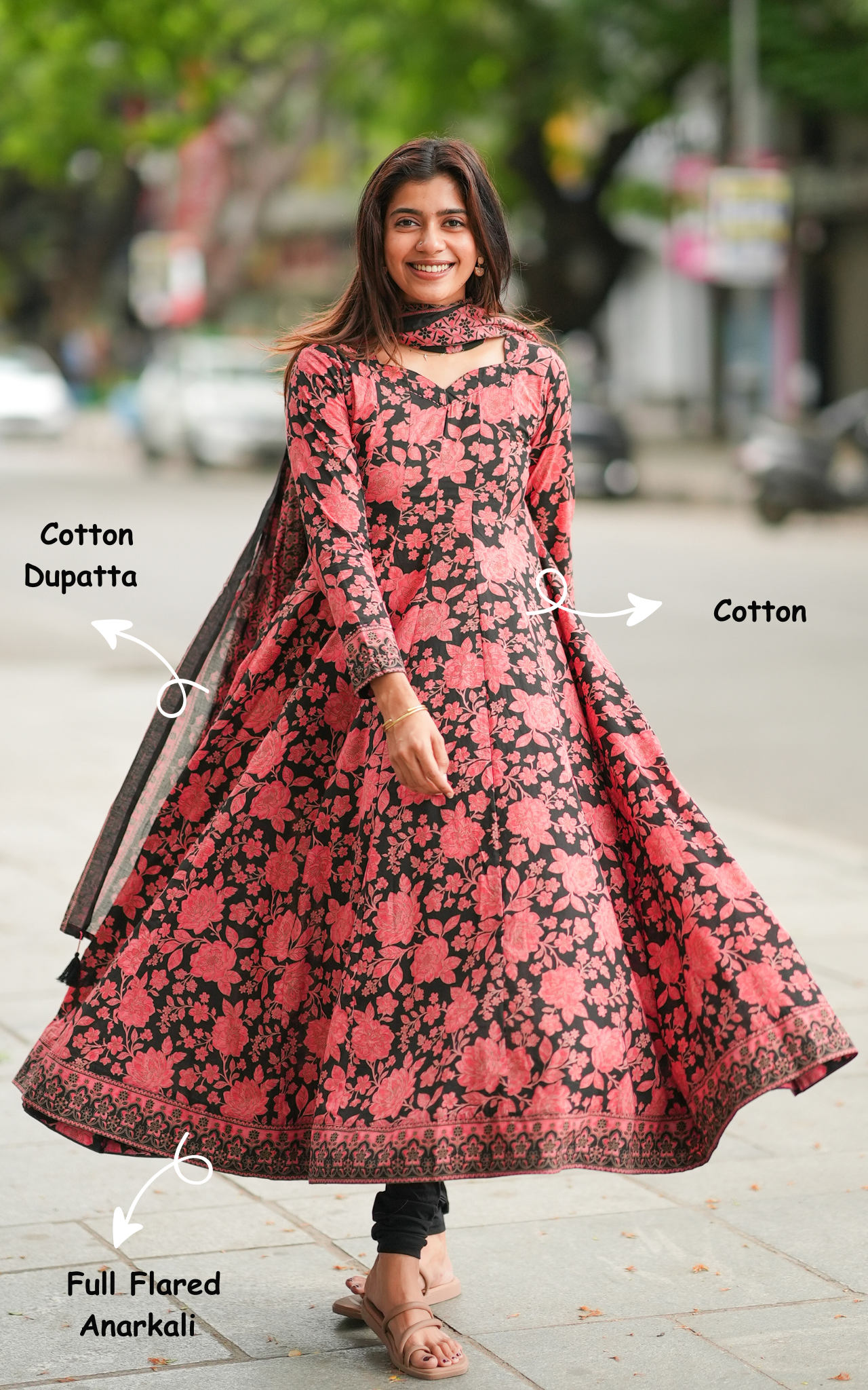 Daily wear cotton Anarkali with dupatta