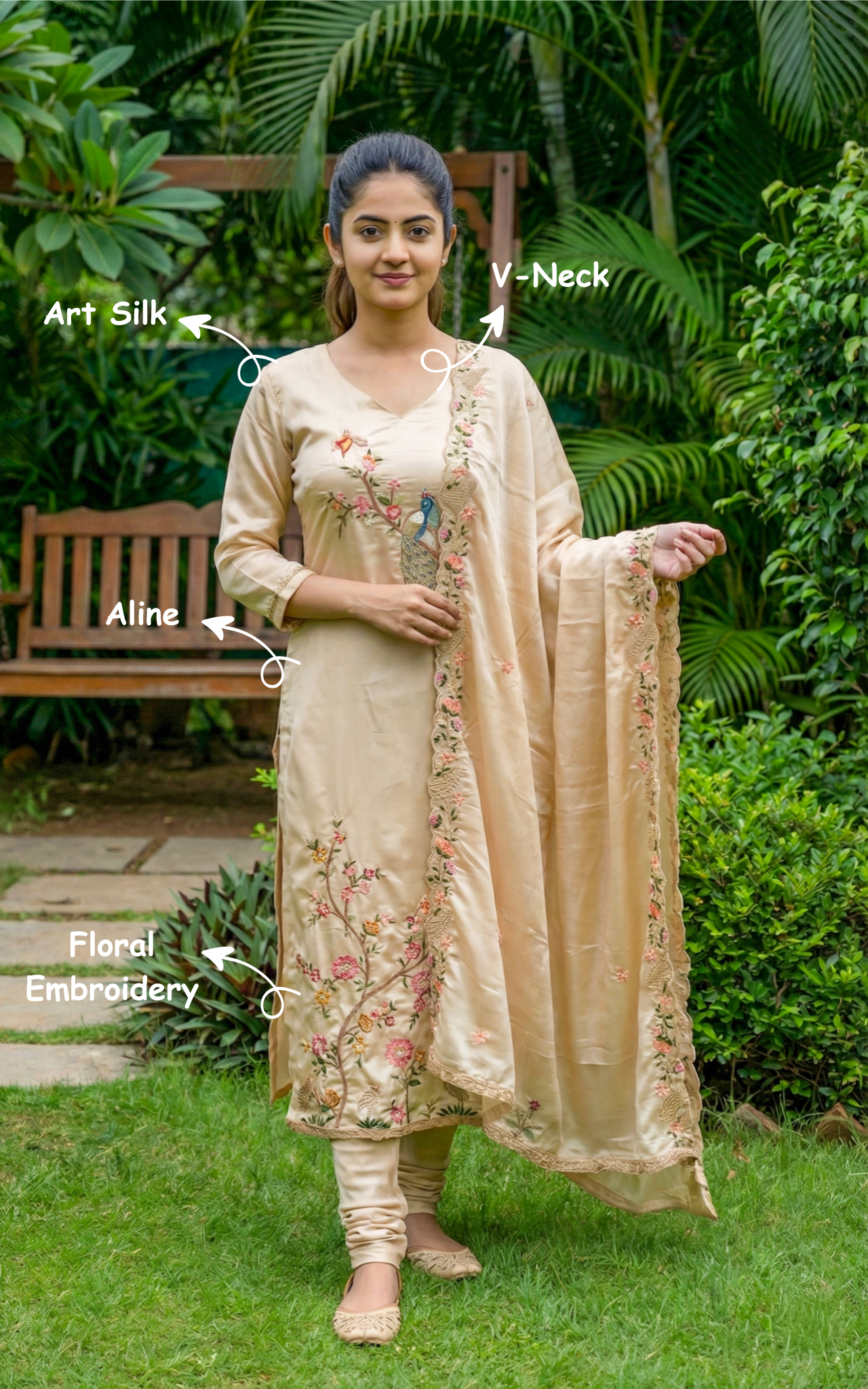 Art silk straight cut kurti for women