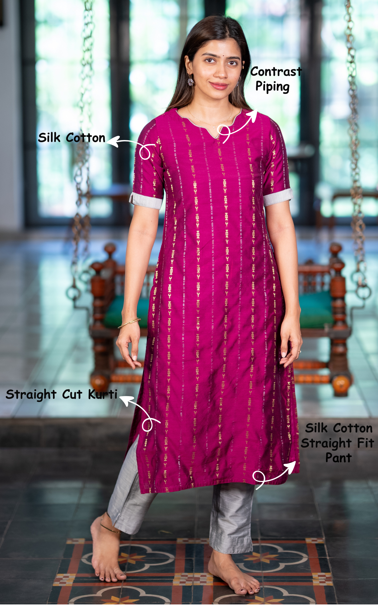 Dharmika Magenta (Kurti+Pant)