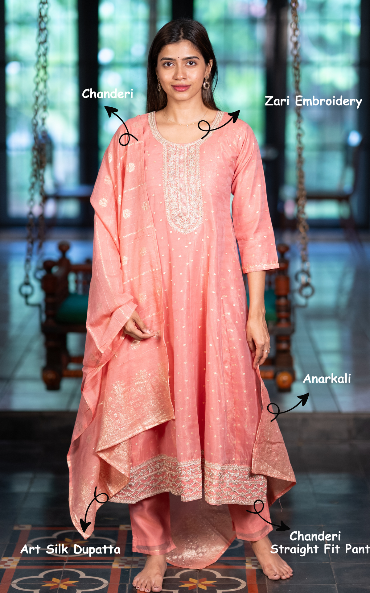 Pranithi Peach (Kurti+Pant+Dupatta)