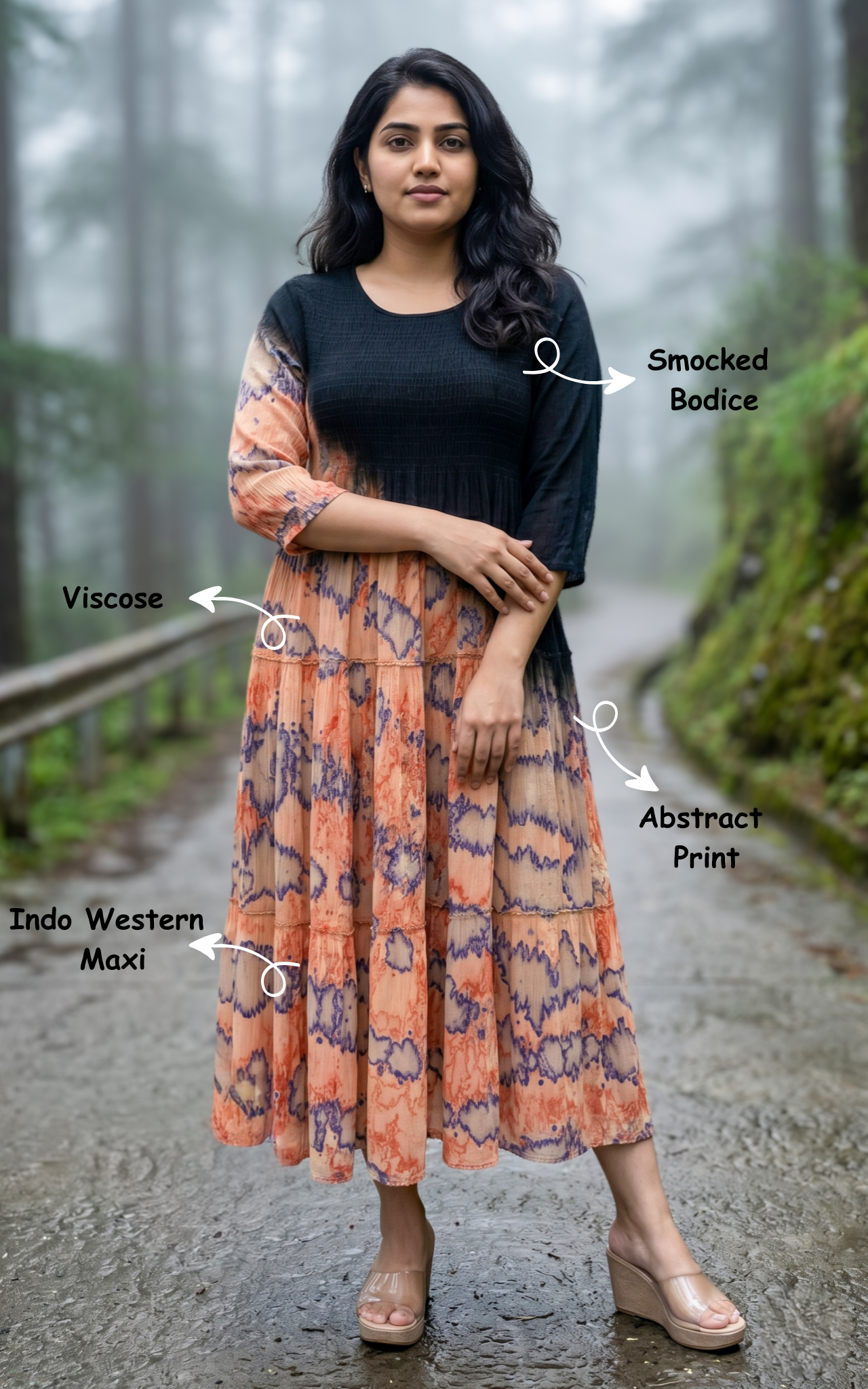 Modern long maxi dress for women