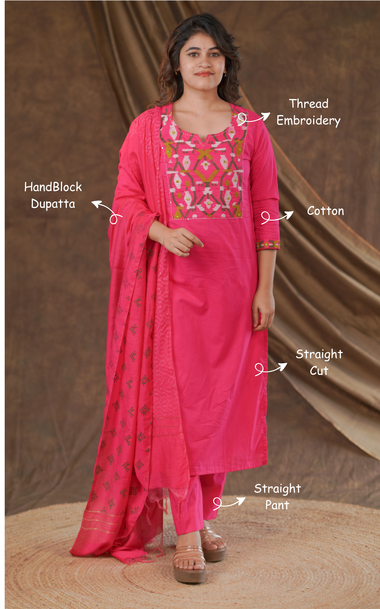 Poonthamizh B (Kurti+Pant+Dupatta)