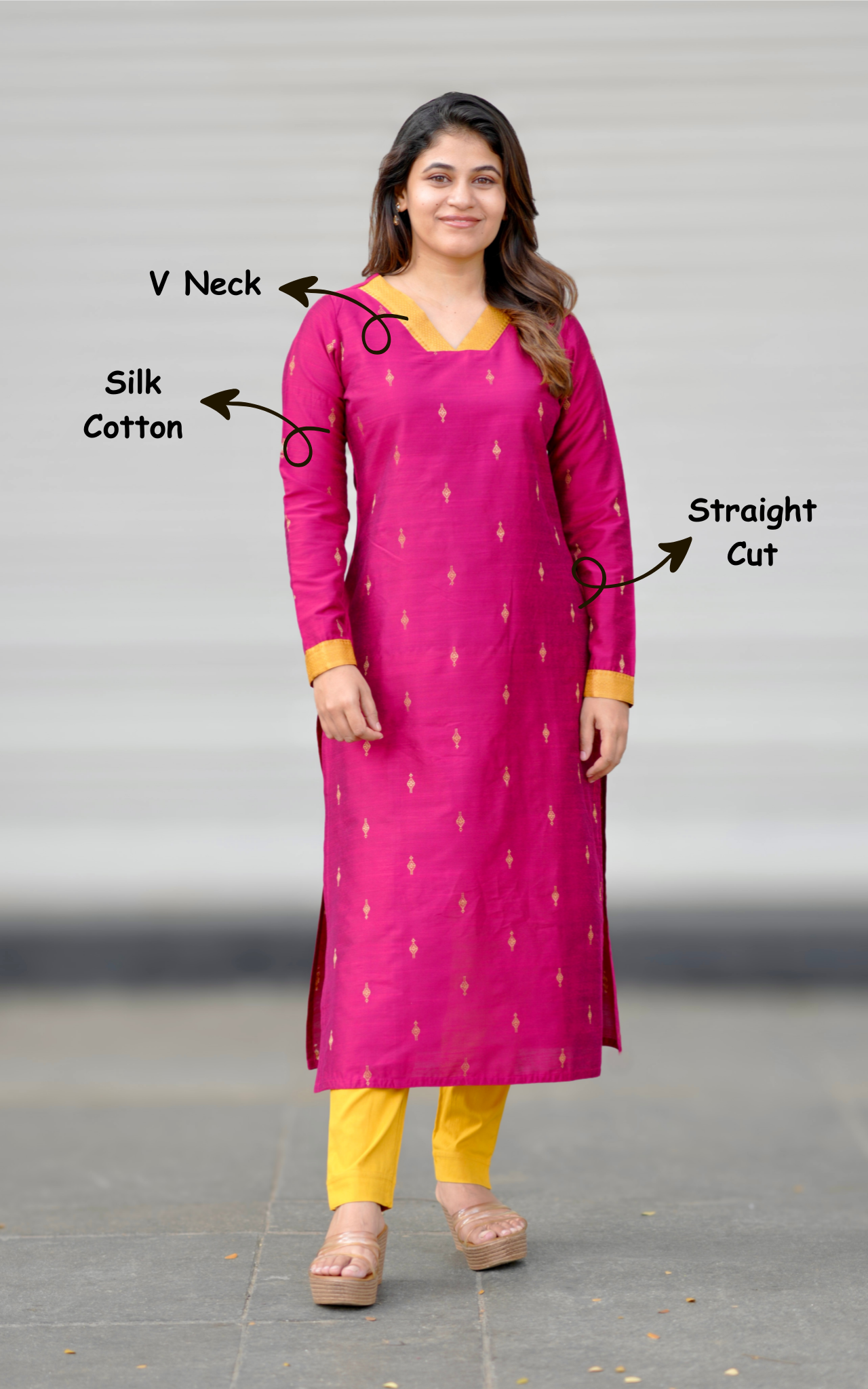 Silk cotton office wear kurti for women