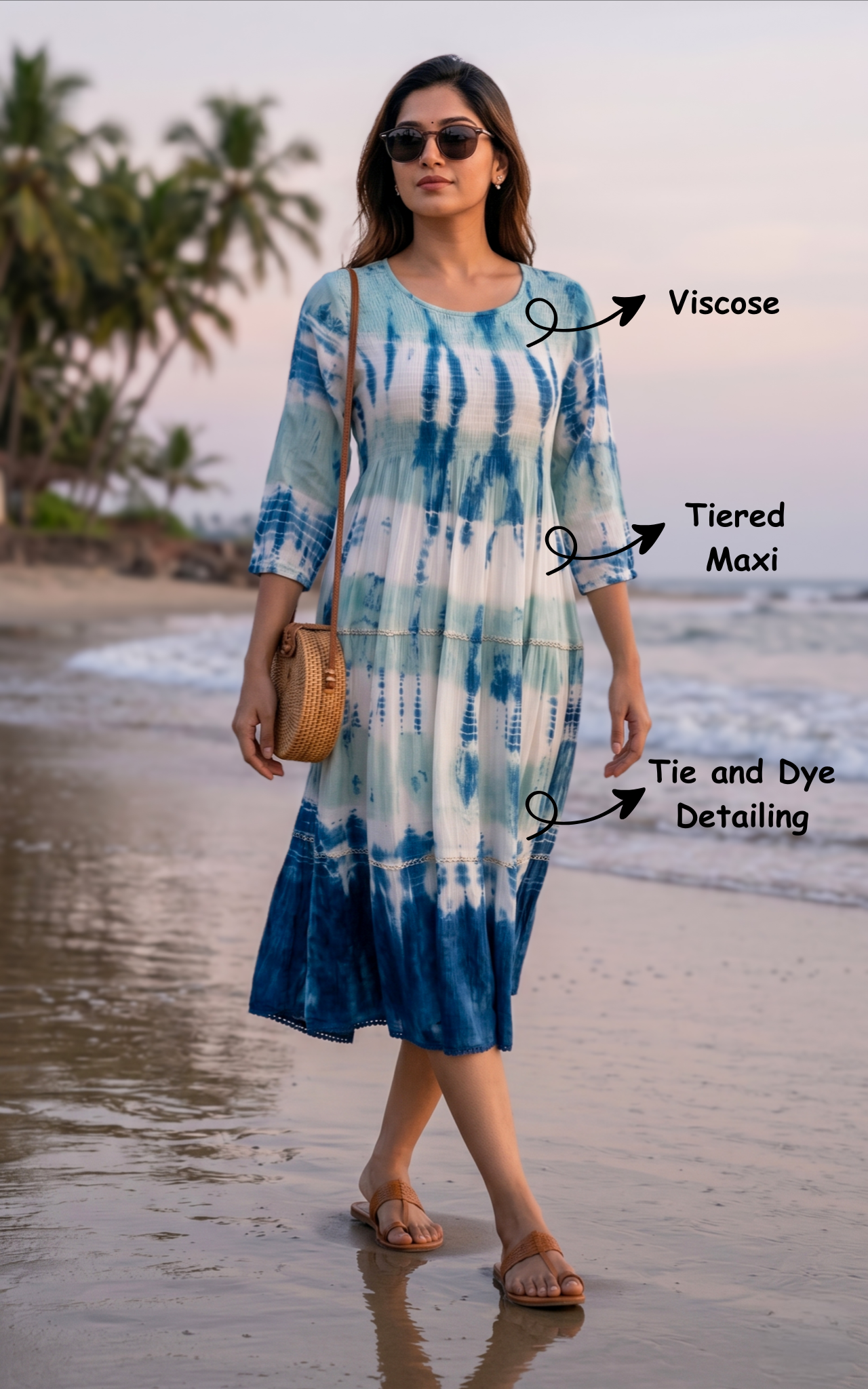 Elegant tiered maxi for women
Lightweight viscose maxi dress