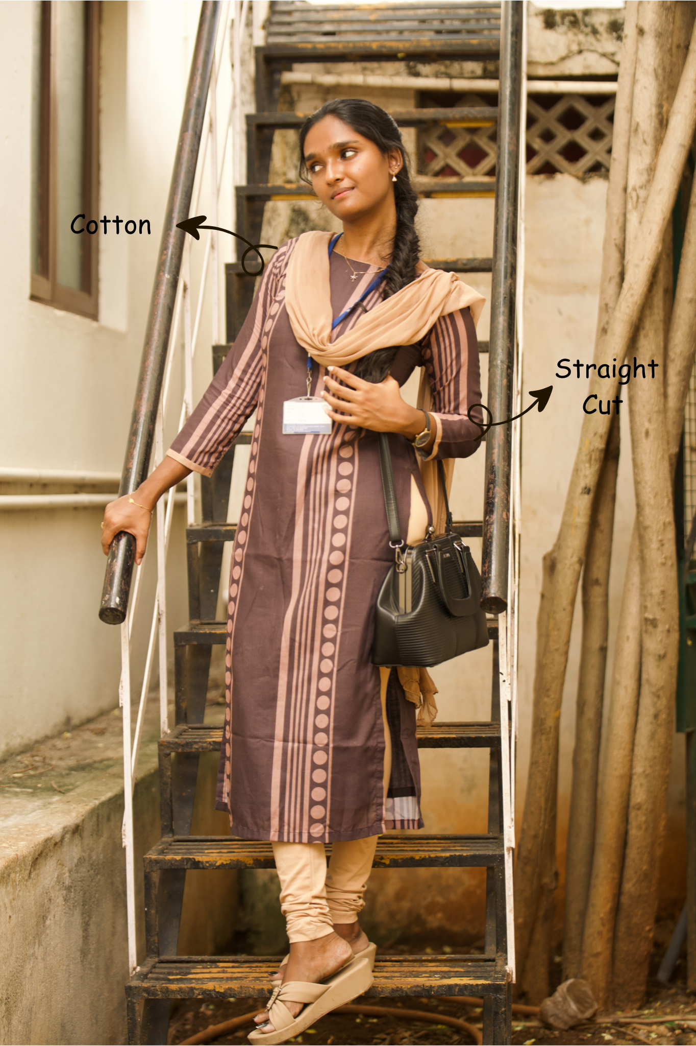 Simple straight kurti with round neck