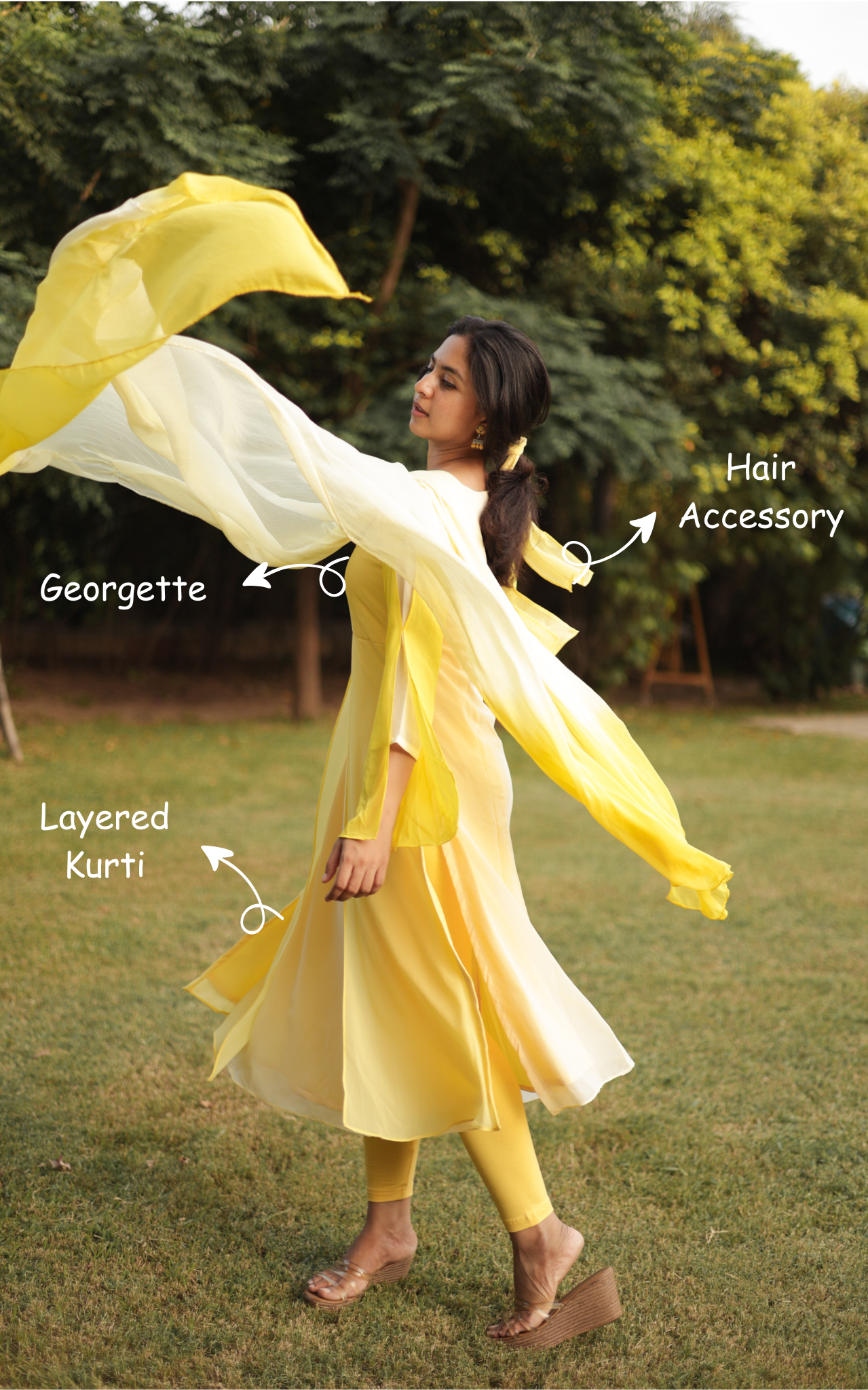 Munbe Vaa Yellow (Kurti+Dupatta)