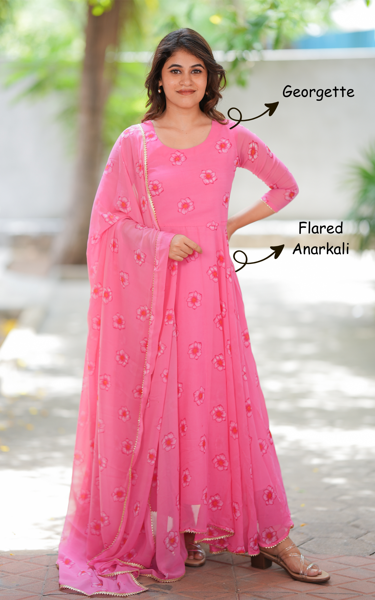 Pon Tharigai Pink H (Kurti+Dupatta)